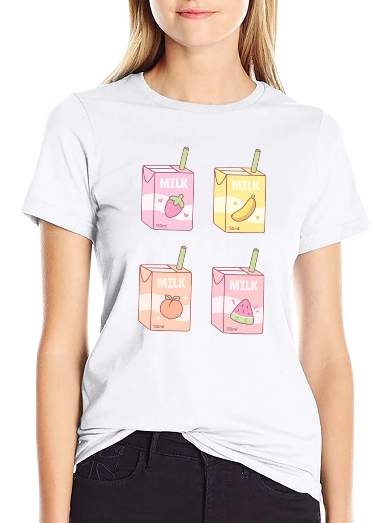 Kawaii Milk Boxes T-Shirt - Fruit Milk Design