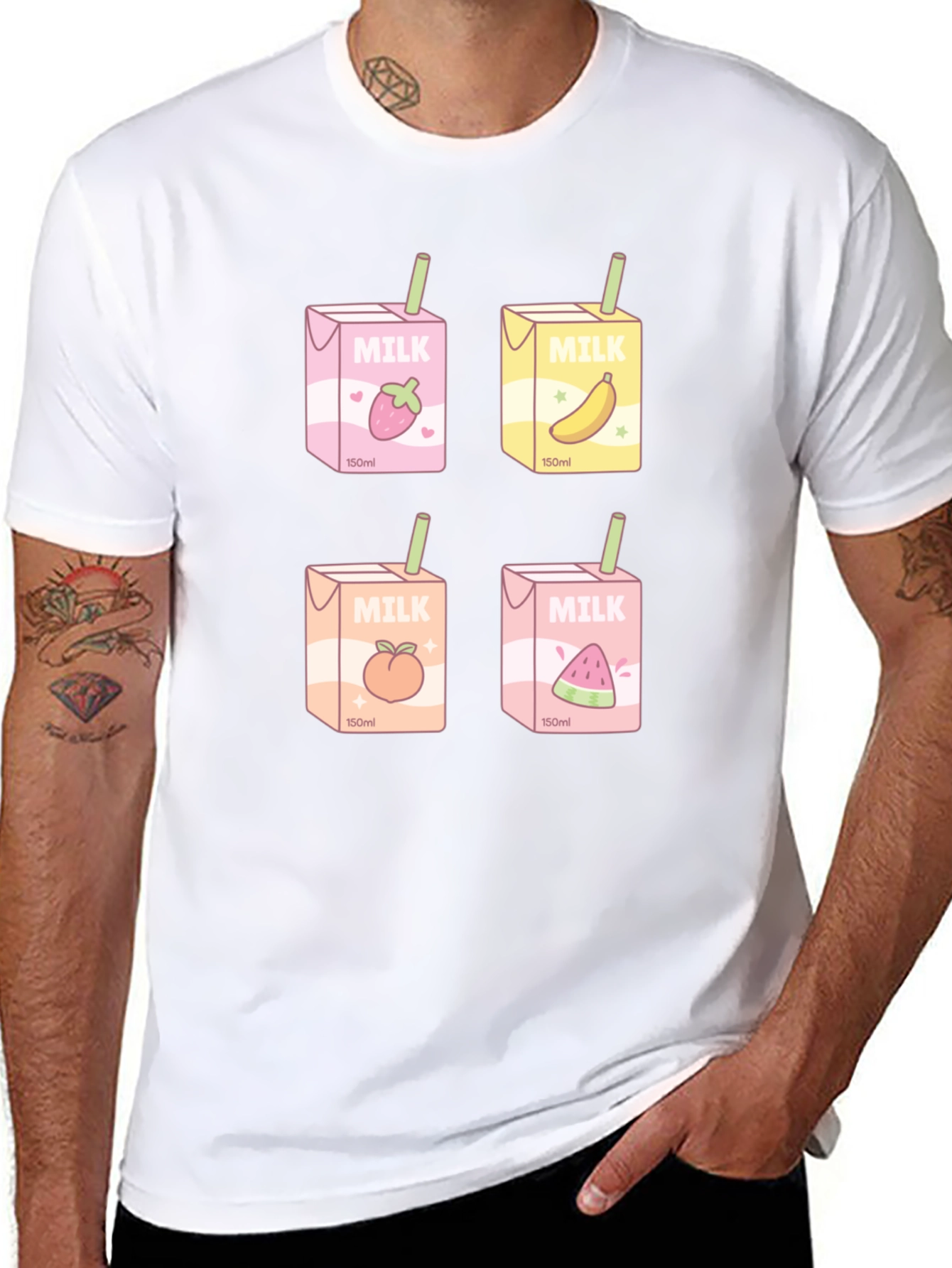 Kawaii Milk Boxes T-Shirt - Fruit Milk Design