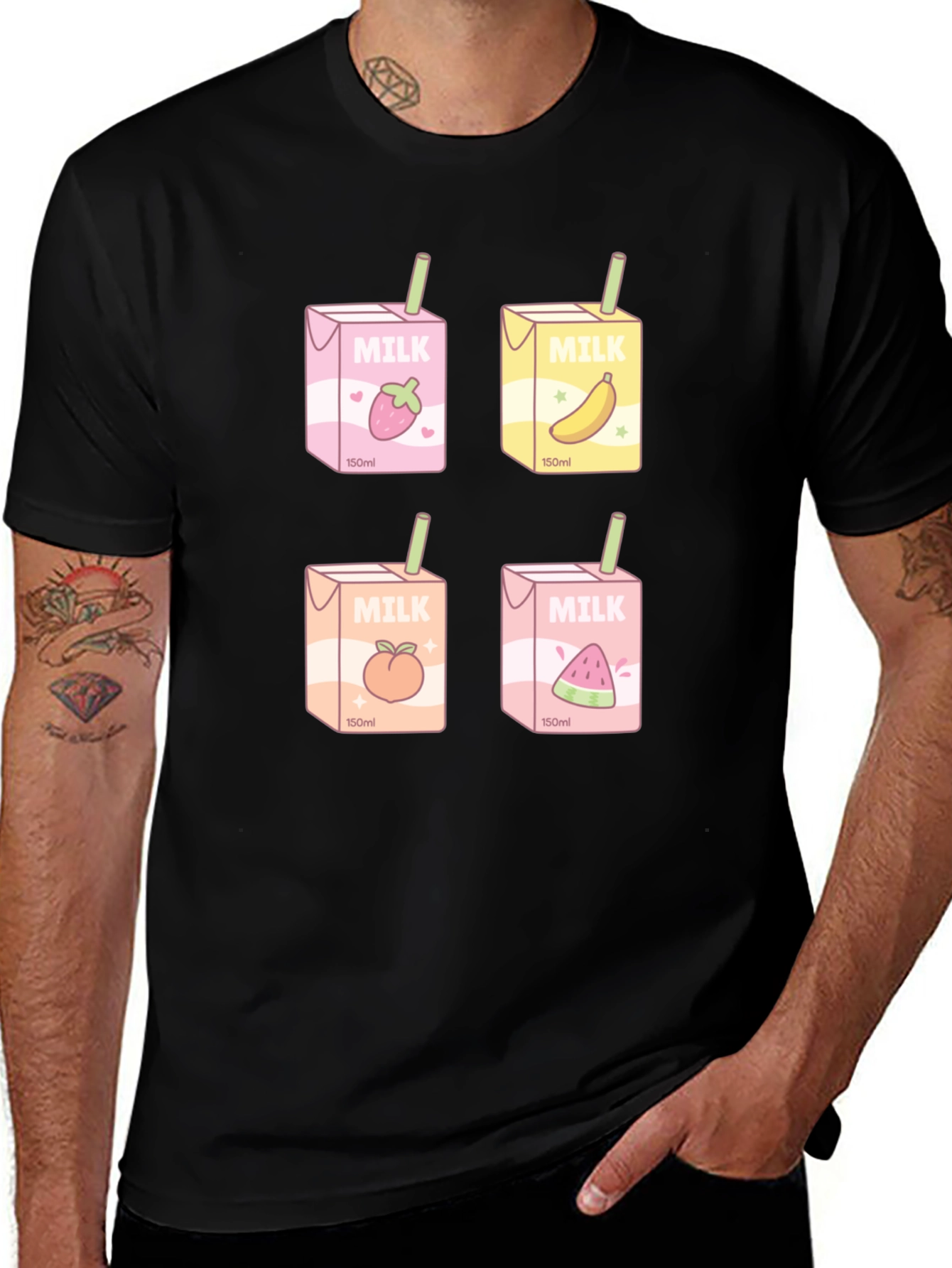 Kawaii Milk Boxes T-Shirt - Fruit Milk Design