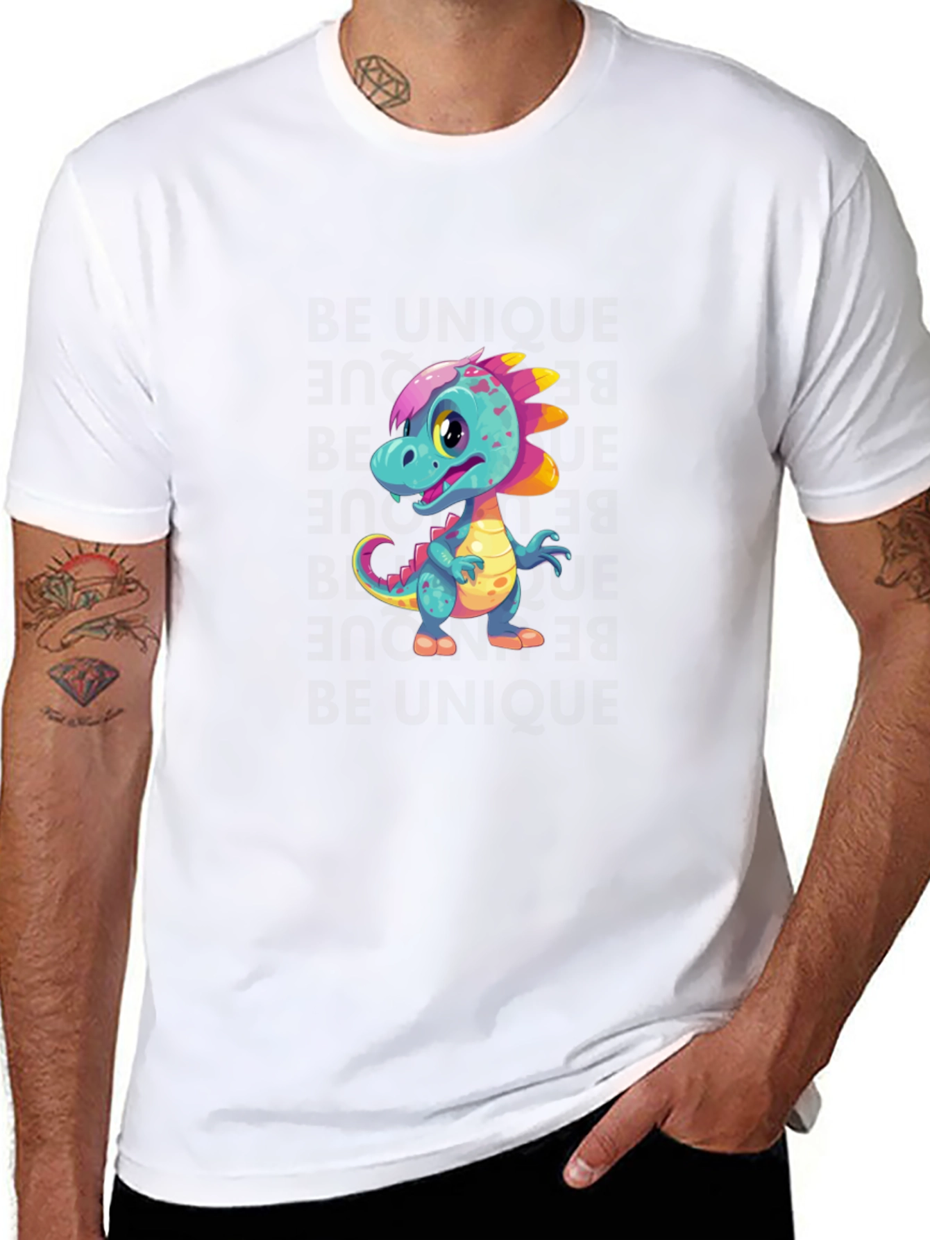 Cute Dinosaur Graphic Black T-Shirt