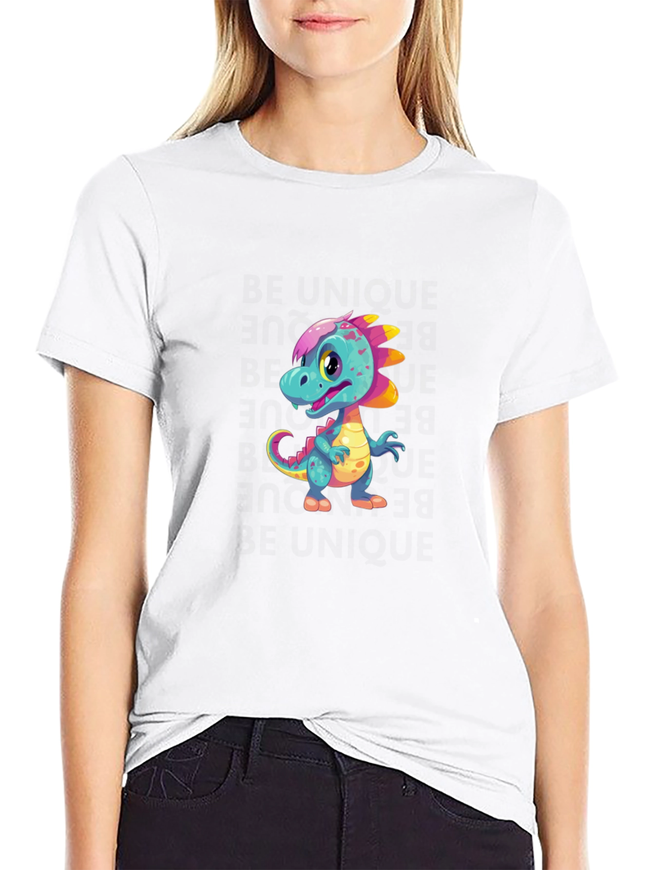 Cute Dinosaur Graphic Black T-Shirt