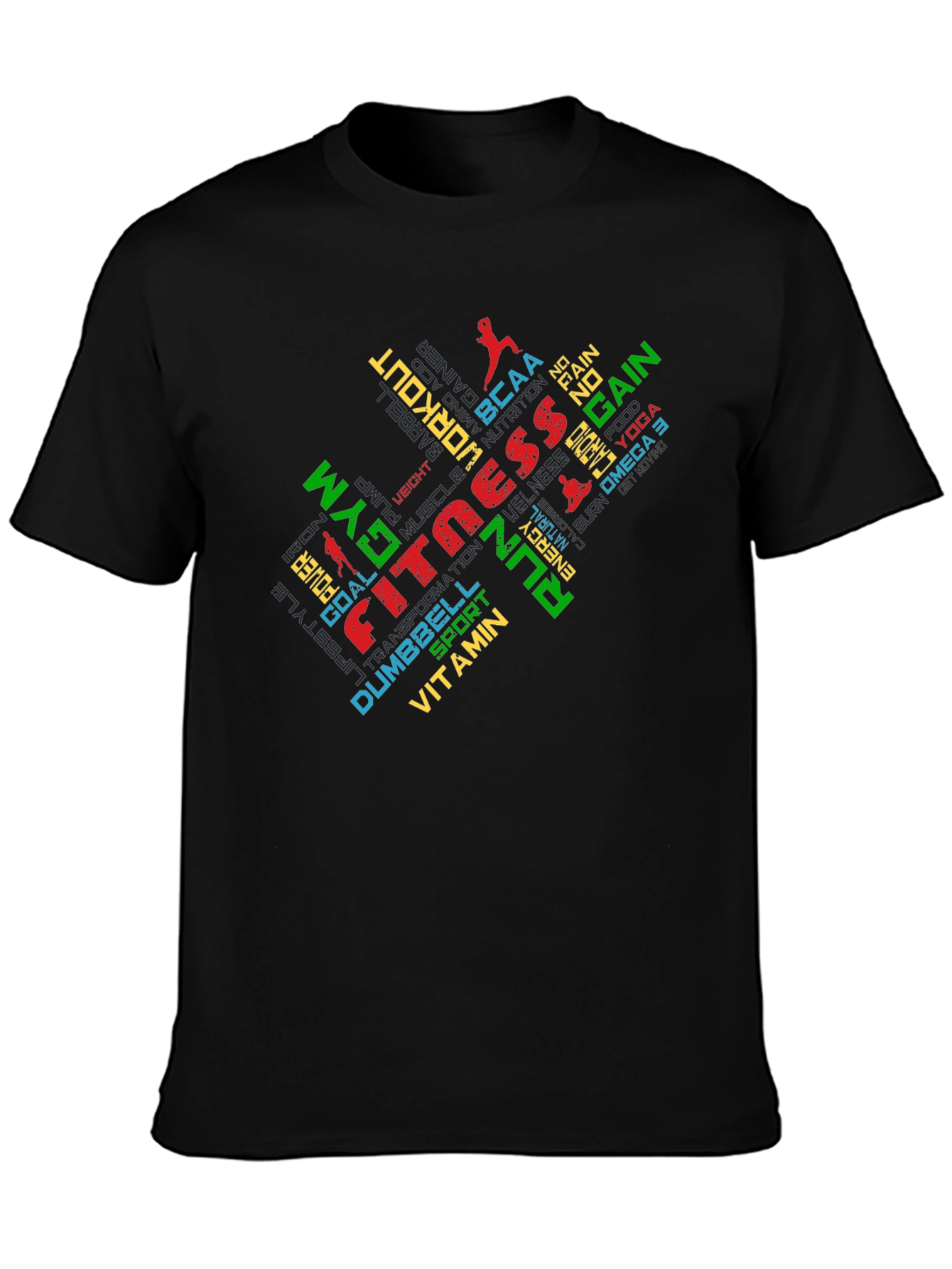 Fitness Gym Workout Graphic Print Black T-Shirt