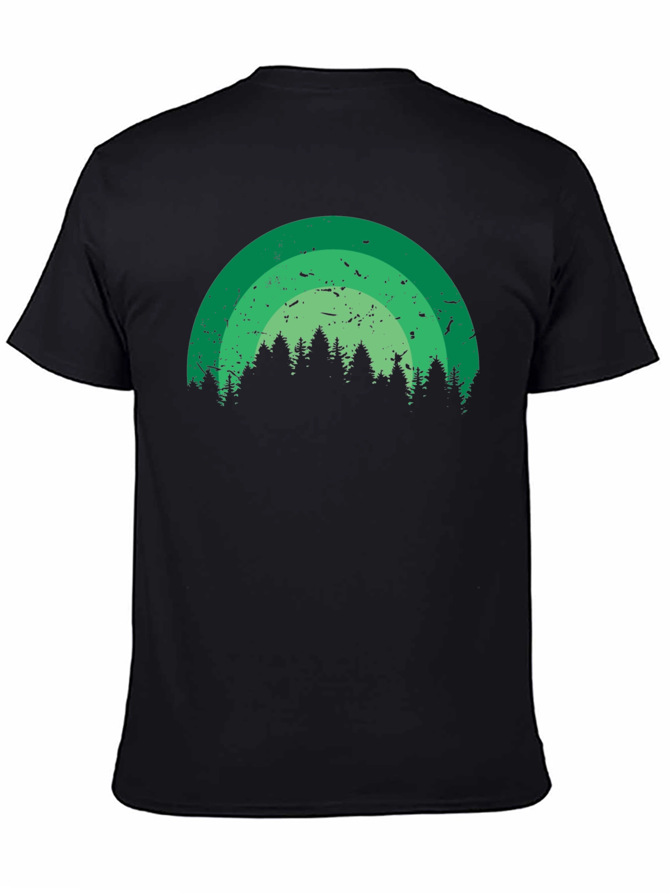 Retro Forest Rainbow Black T-Shirt