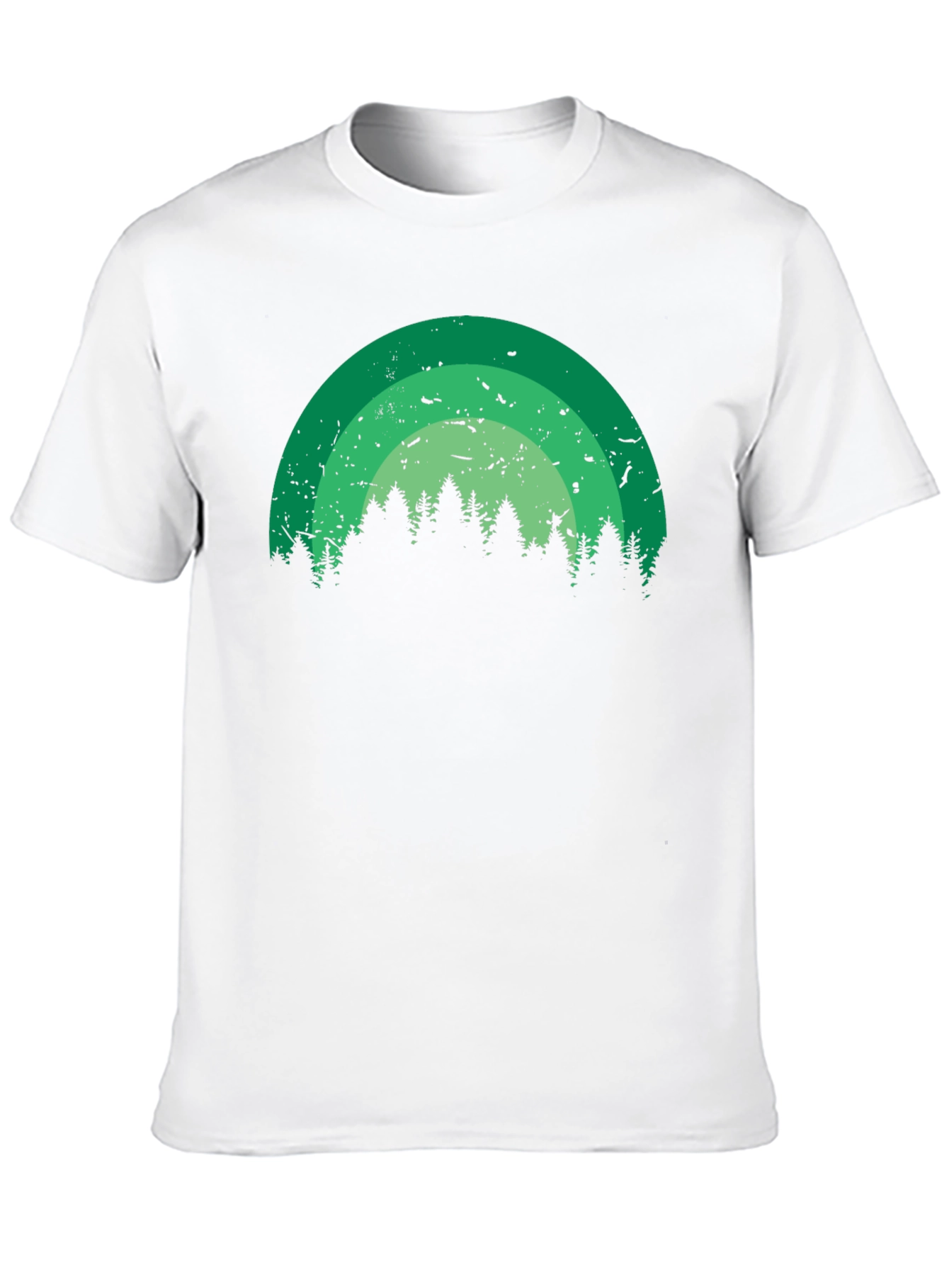 Retro Forest Rainbow Black T-Shirt