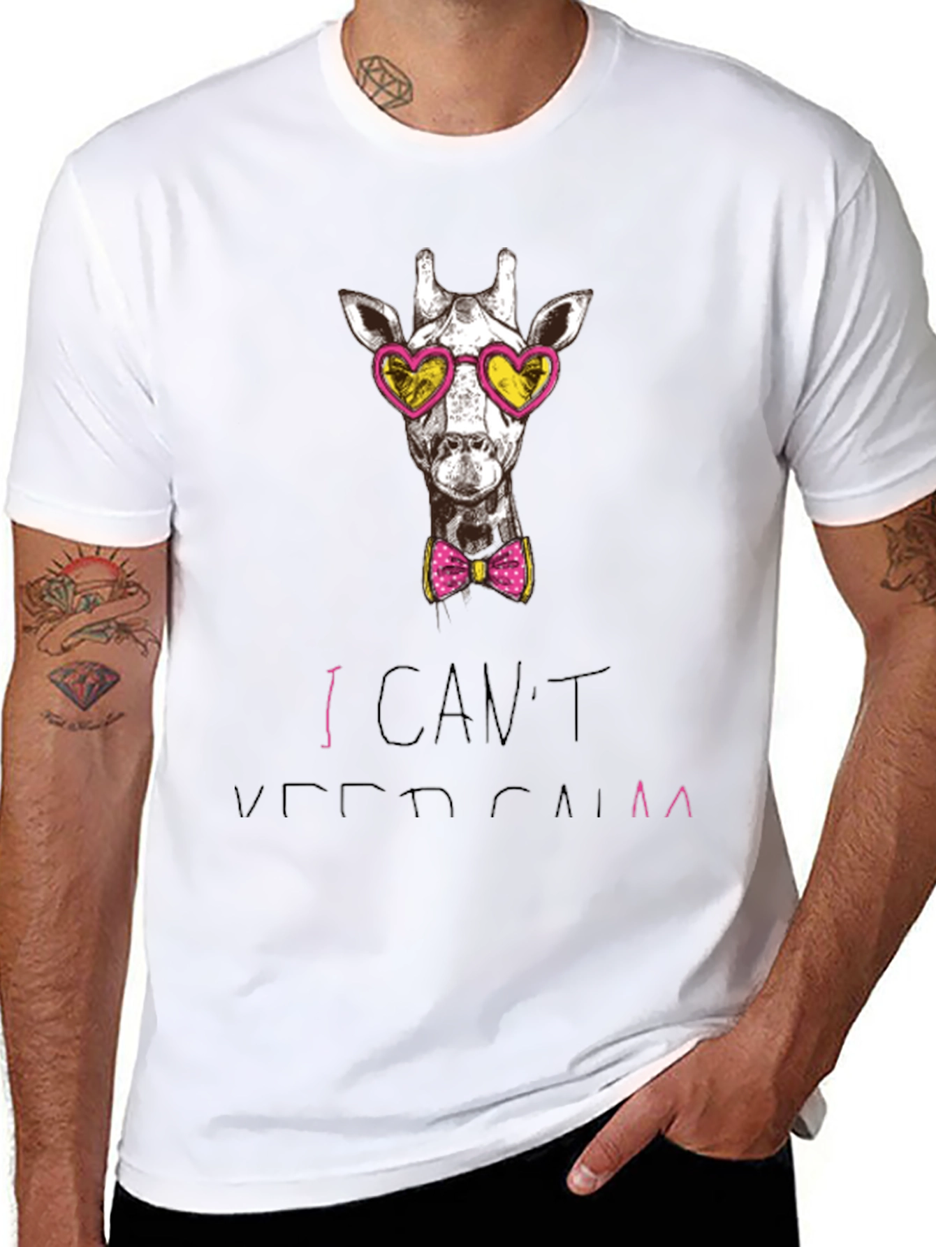 Giraffe Heart Sunglasses T-Shirt - I Cant Keep Calm