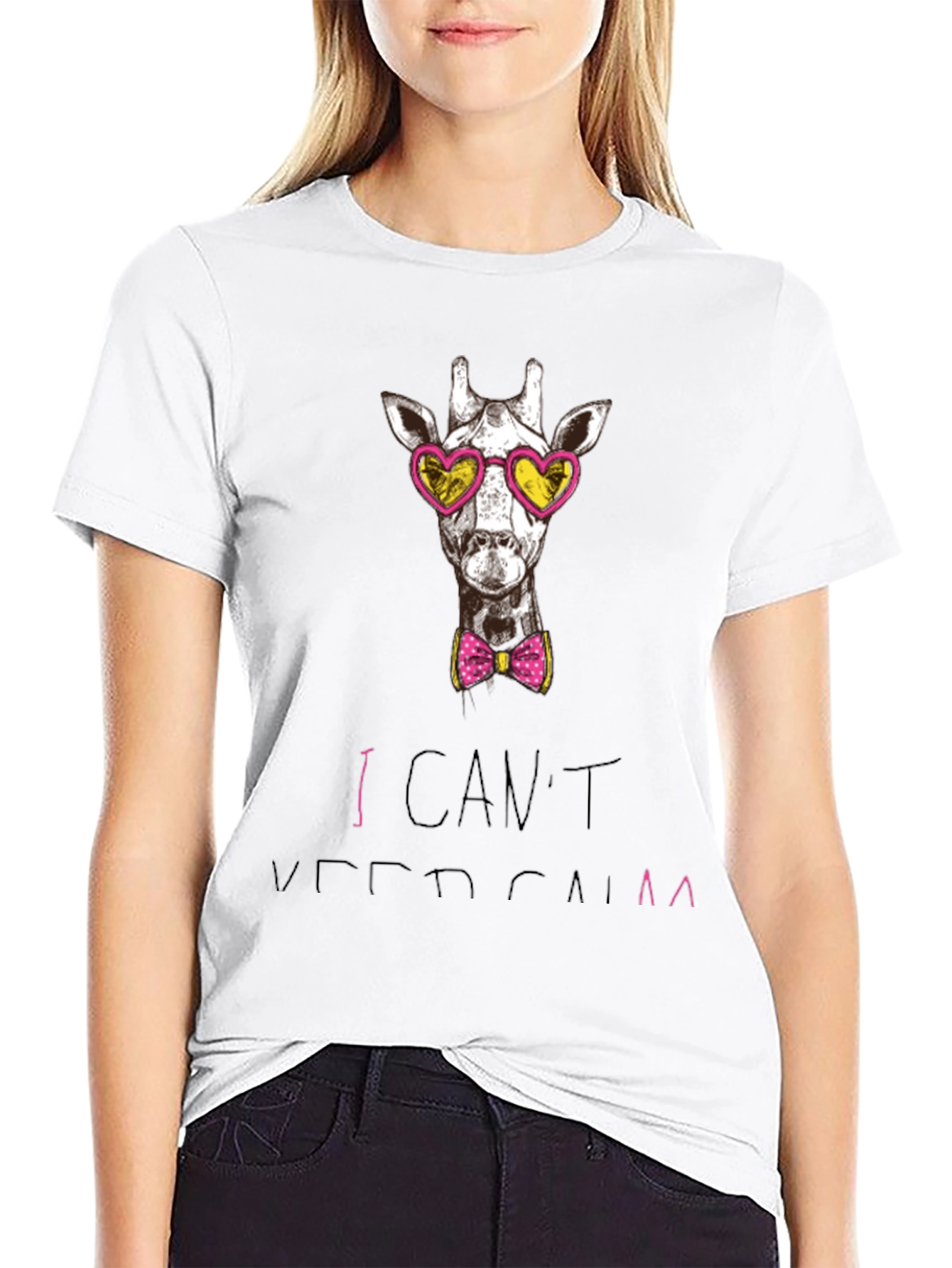 Giraffe Heart Sunglasses T-Shirt - I Cant Keep Calm