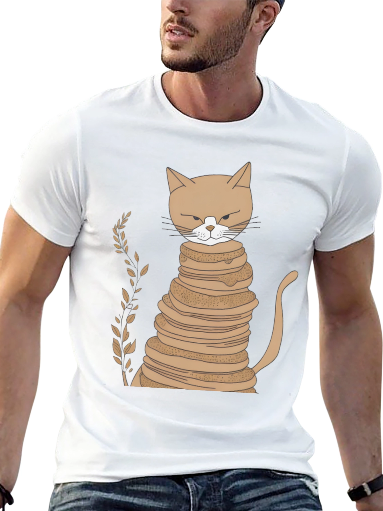 Cat Stack of Pancakes Funny Graphic Tee