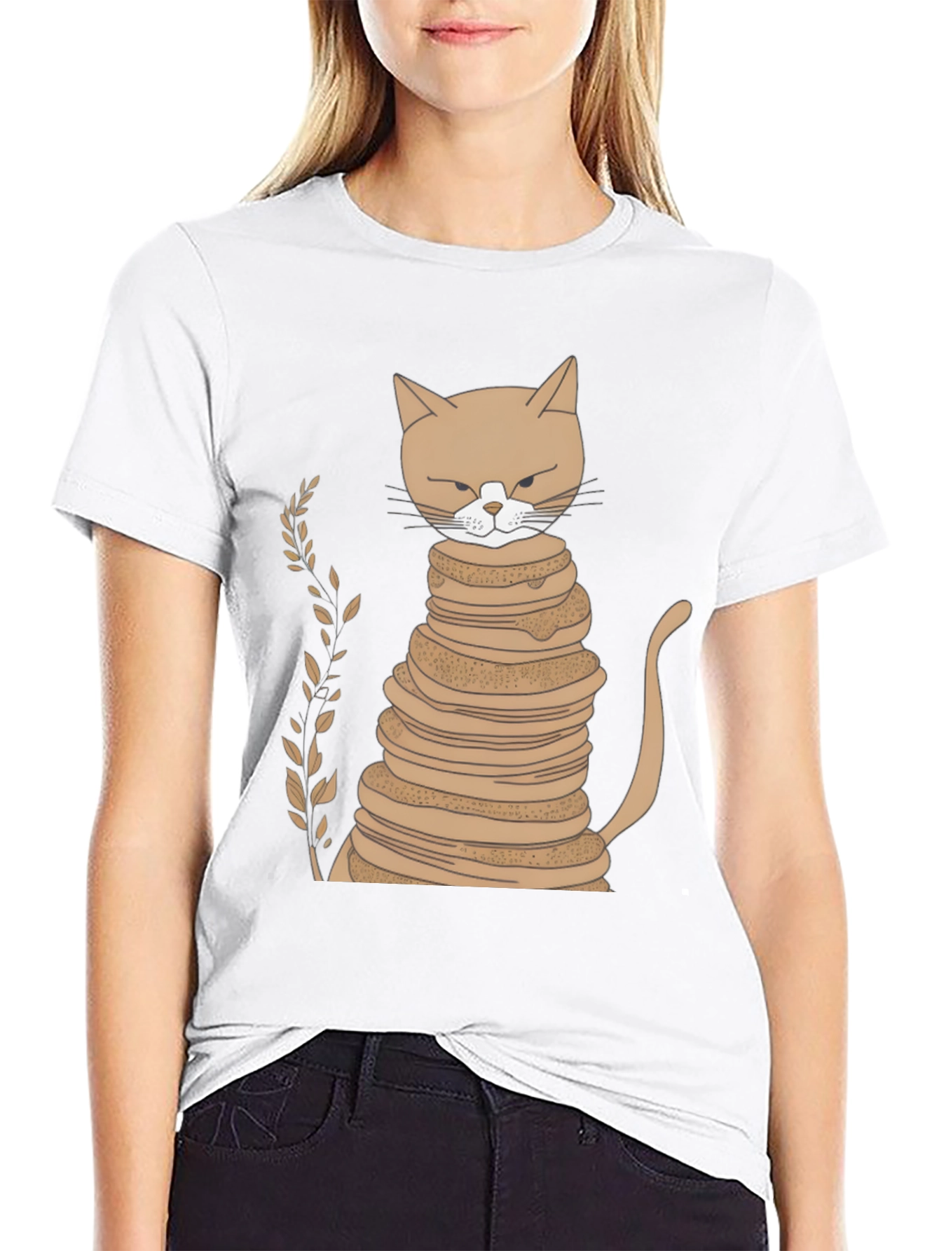 Cat Stack of Pancakes Funny Graphic Tee