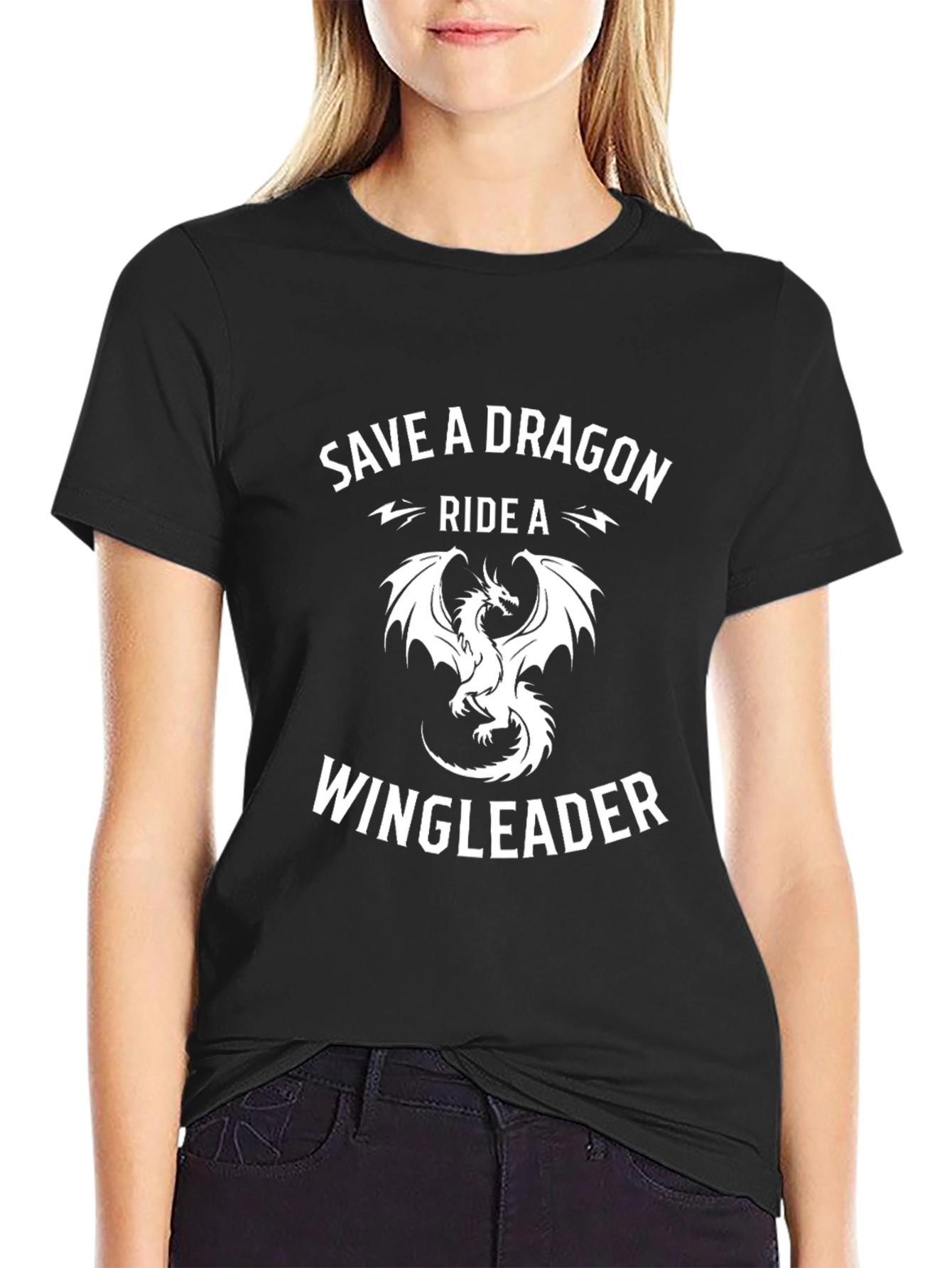 Save a Dragon Ride a Wingleader Black T-Shirt