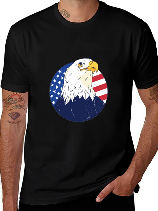 Bald Eagle Graphic Tee - Patriotic American Flag Design