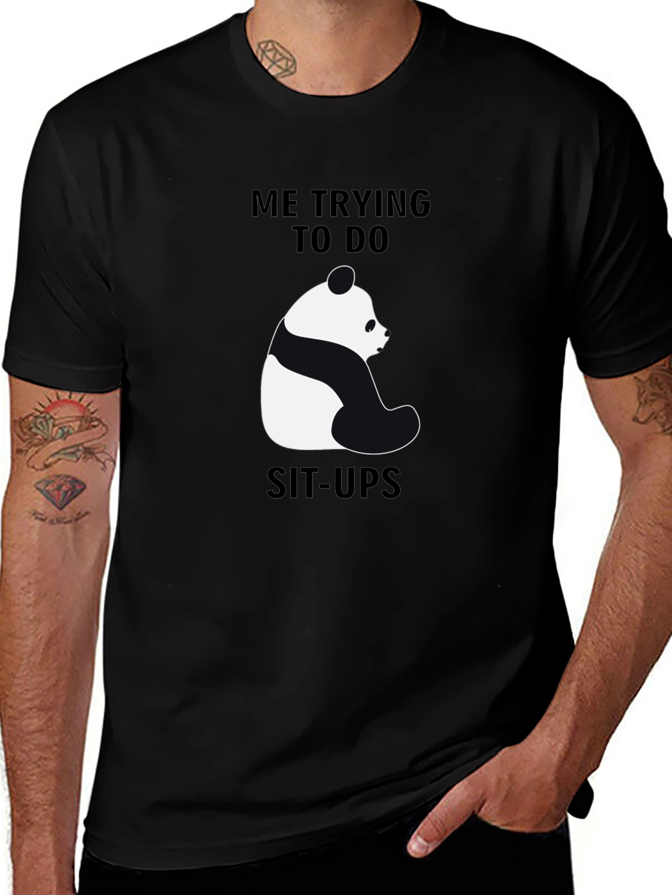 Funny Panda Sit-Ups Graphic T-Shirt