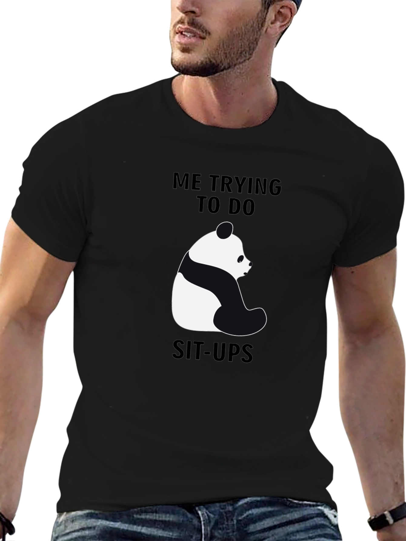 Funny Panda Sit-Ups Graphic T-Shirt