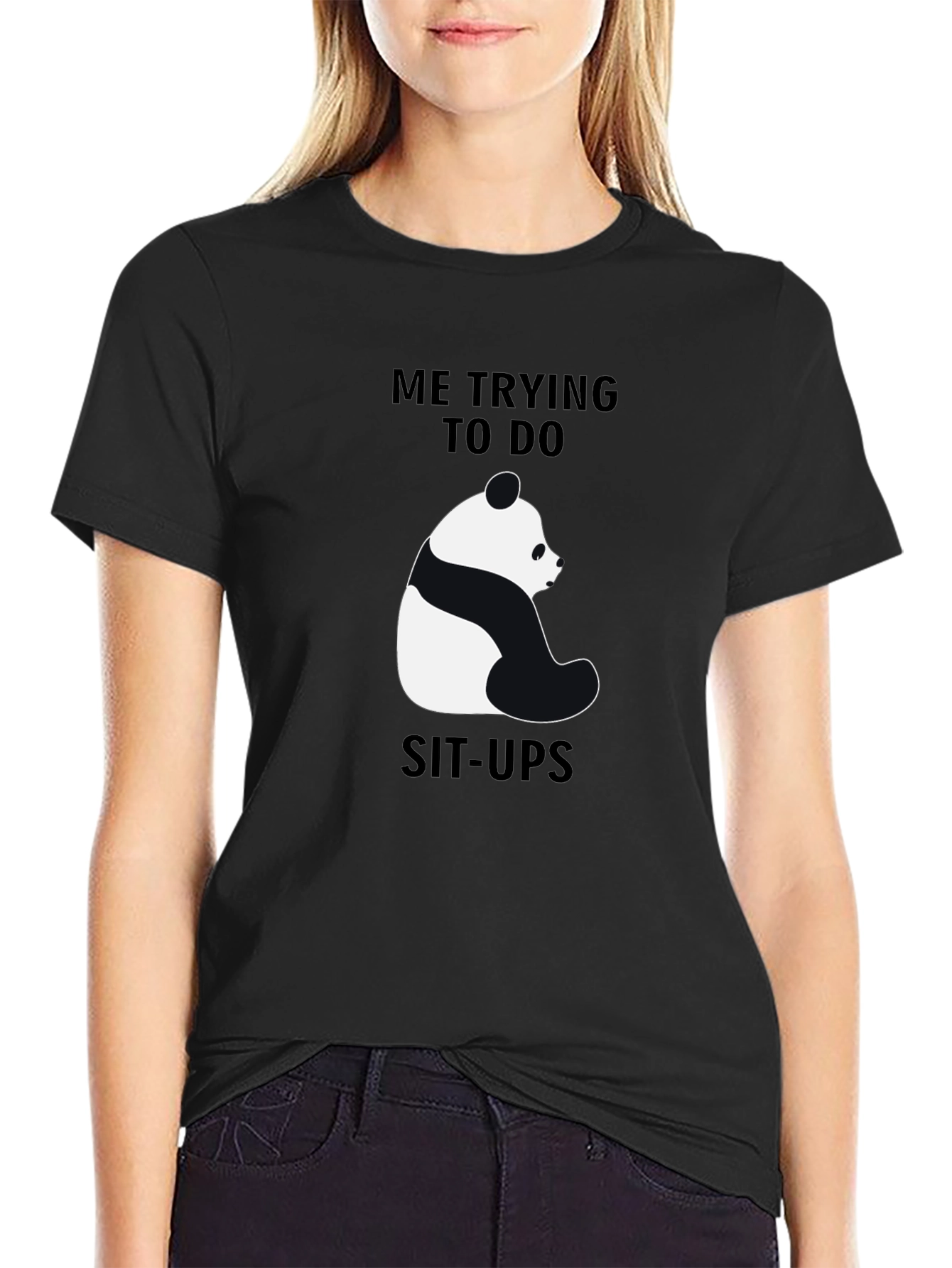 Funny Panda Sit-Ups Graphic T-Shirt
