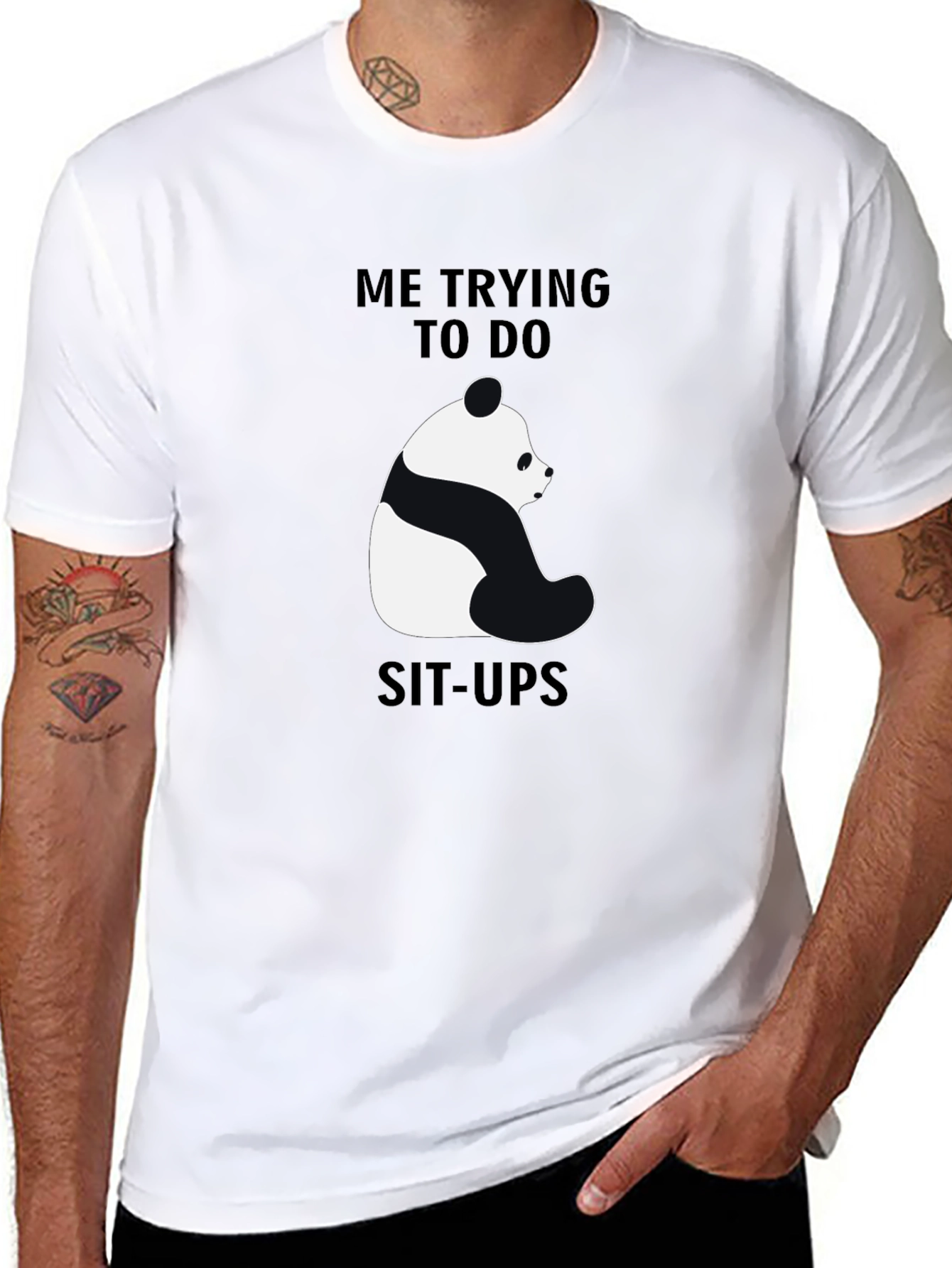 Funny Panda Sit-Ups Graphic T-Shirt