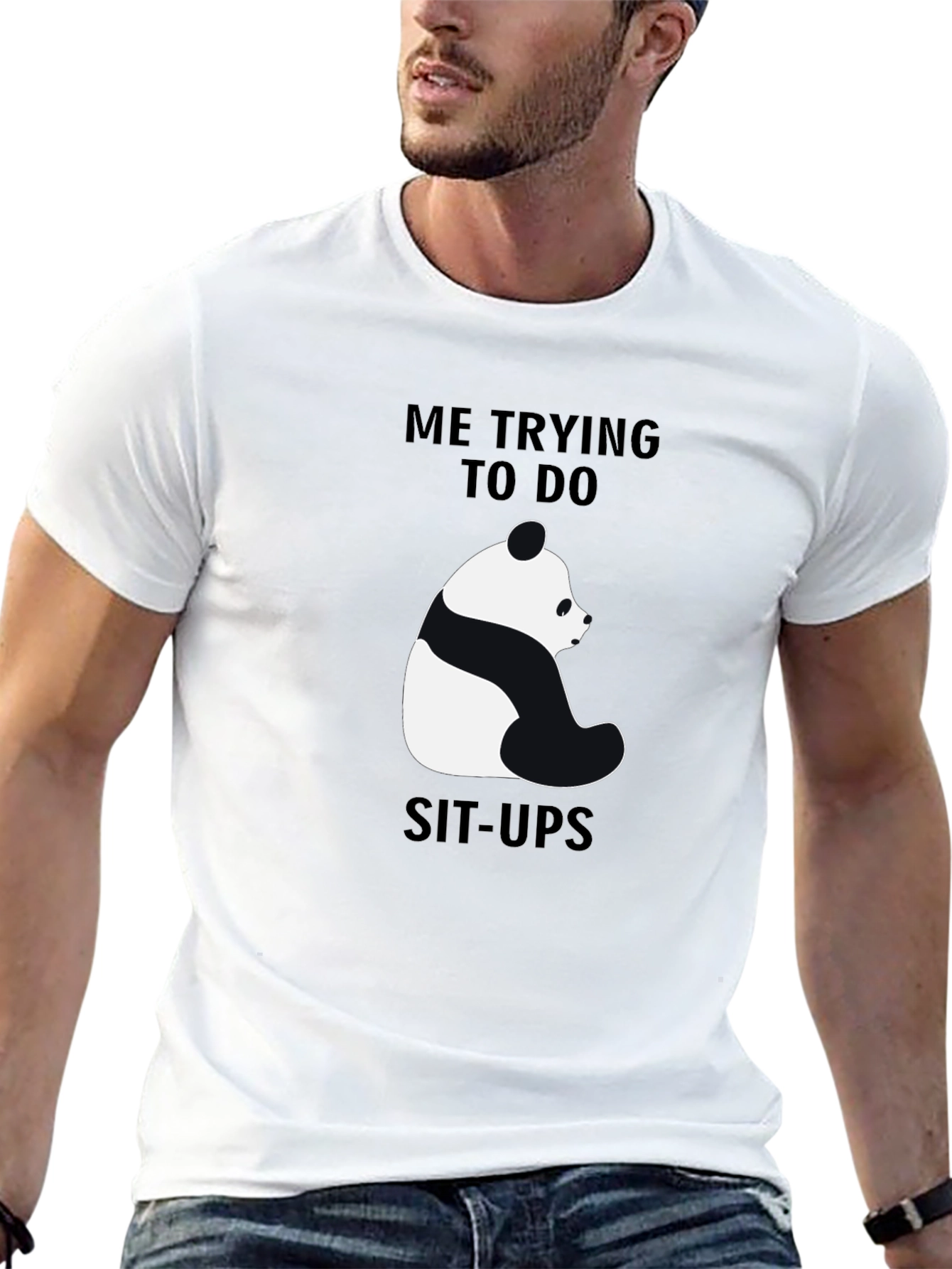 Funny Panda Sit-Ups Graphic T-Shirt