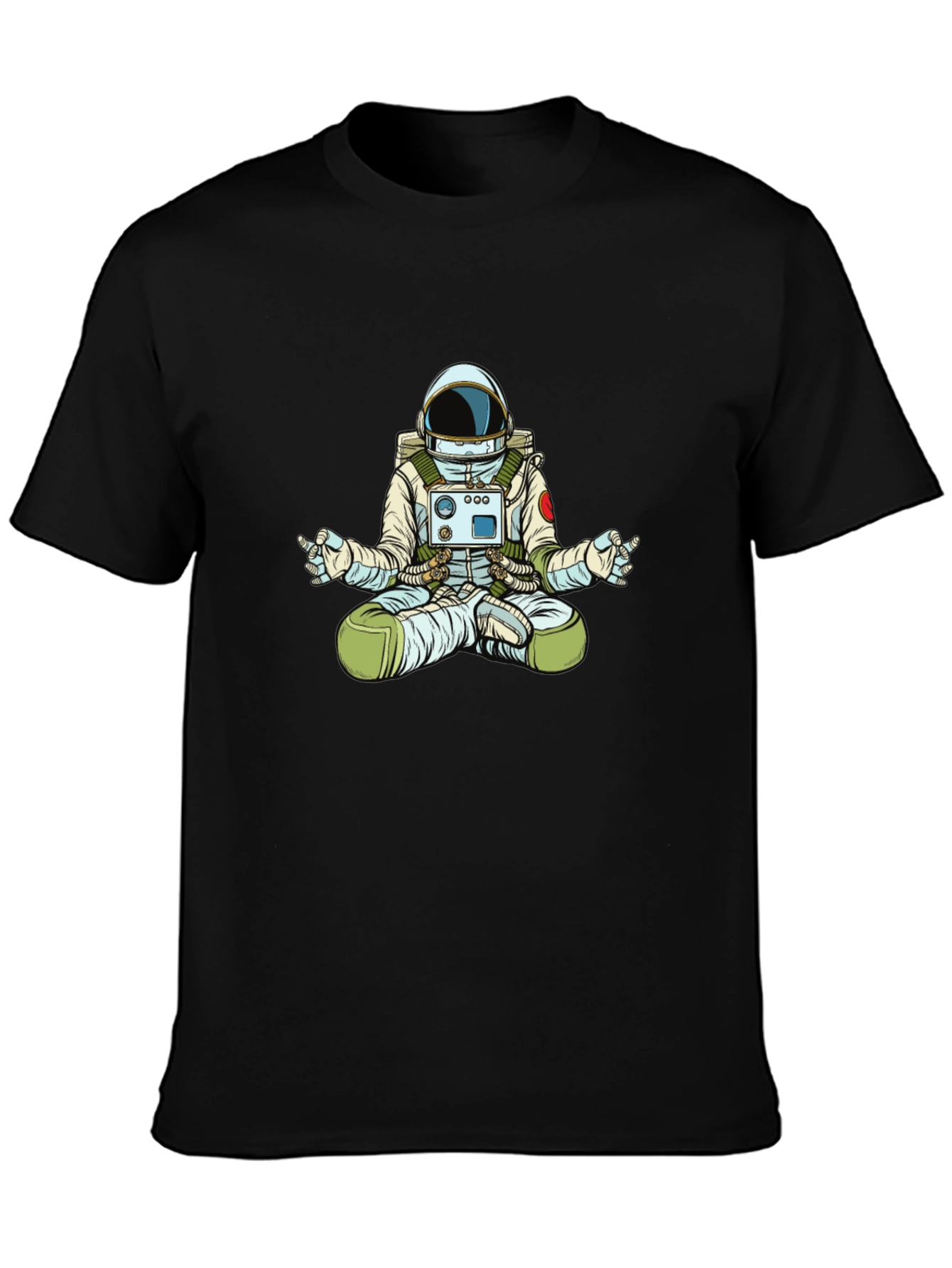 Meditating Astronaut Graphic T-Shirt - Black