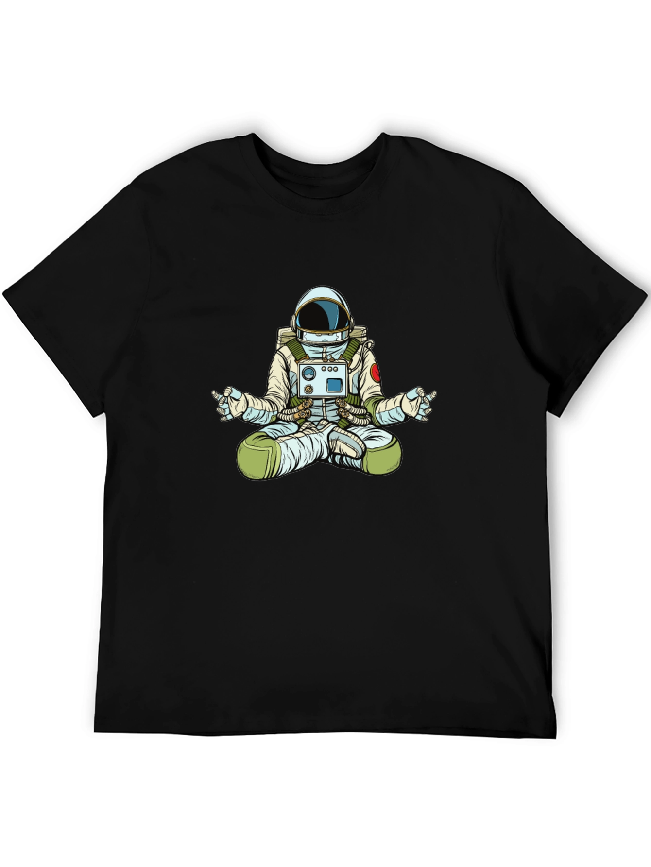 Meditating Astronaut Graphic T-Shirt - Black