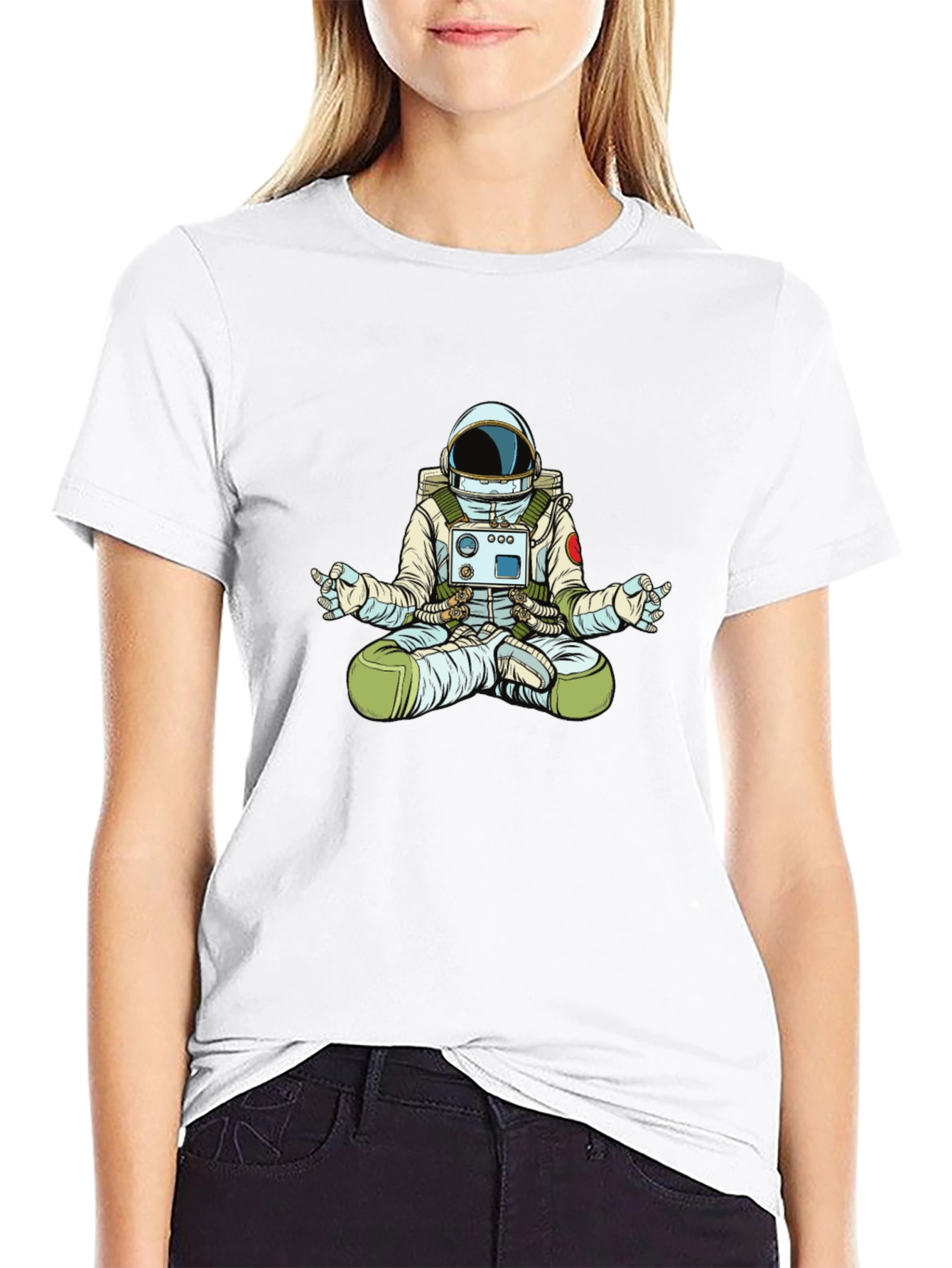 Meditating Astronaut Graphic T-Shirt - Black
