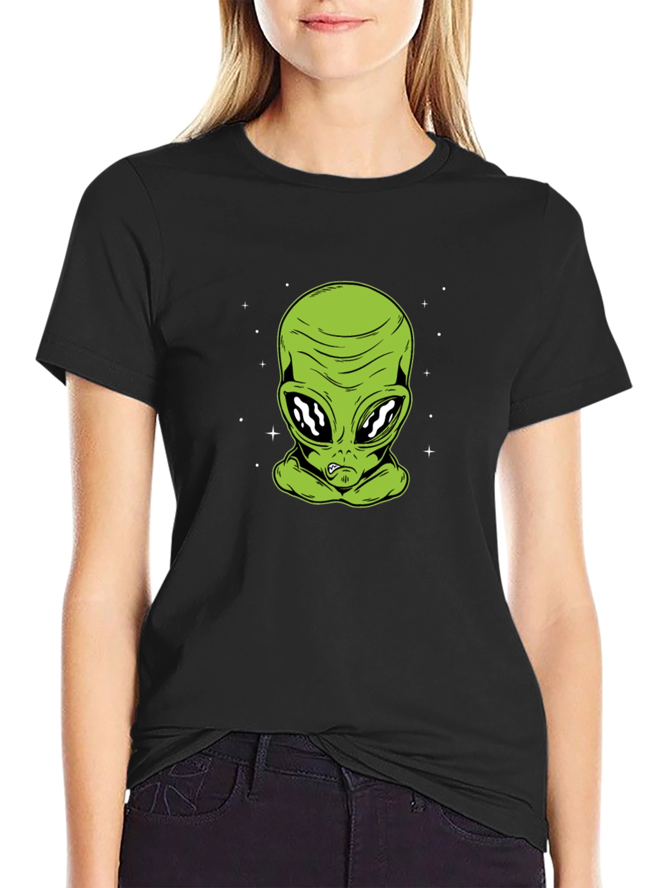 Alien Graphic Print Black T-Shirt