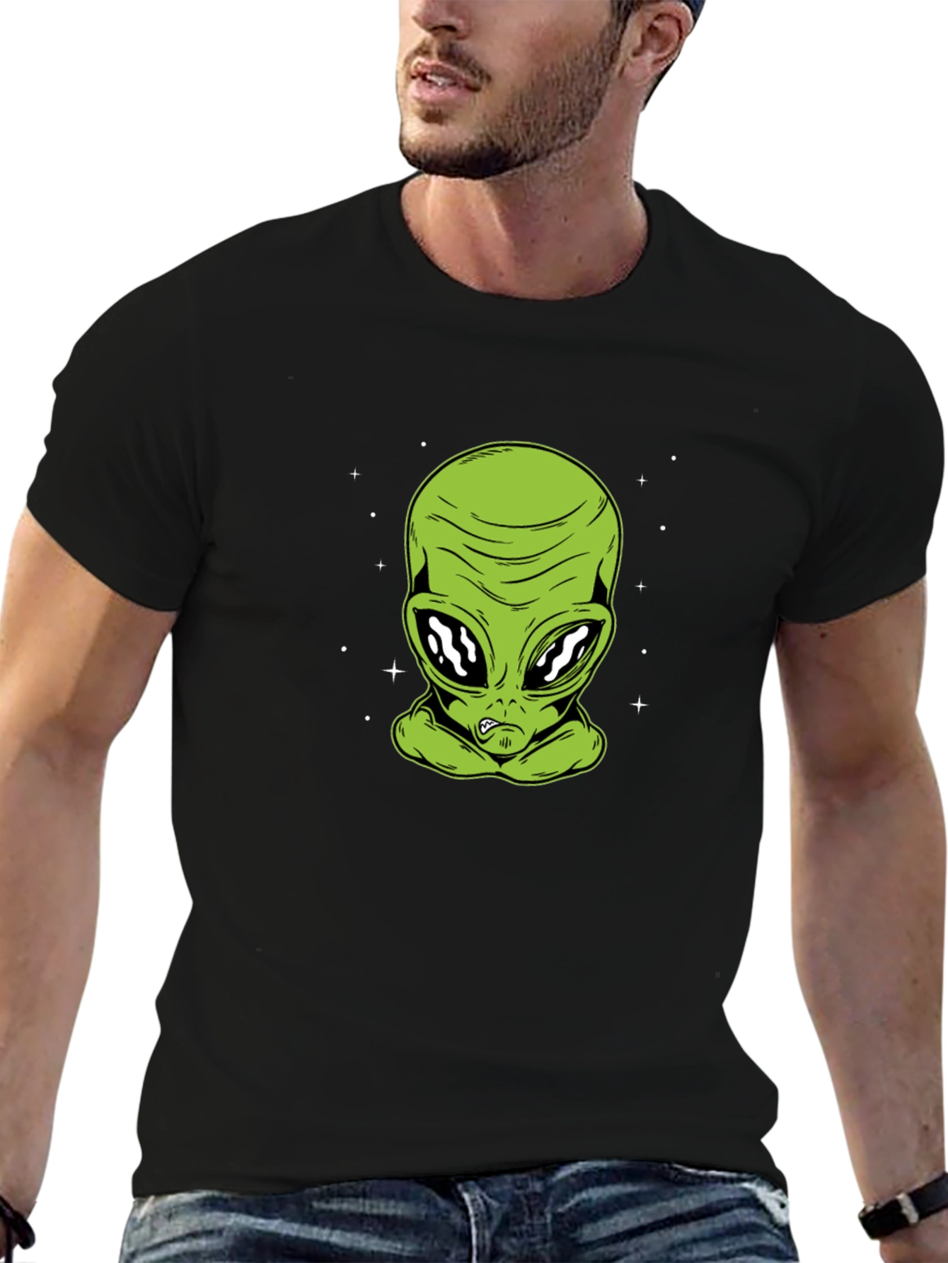 Alien Graphic Print Black T-Shirt