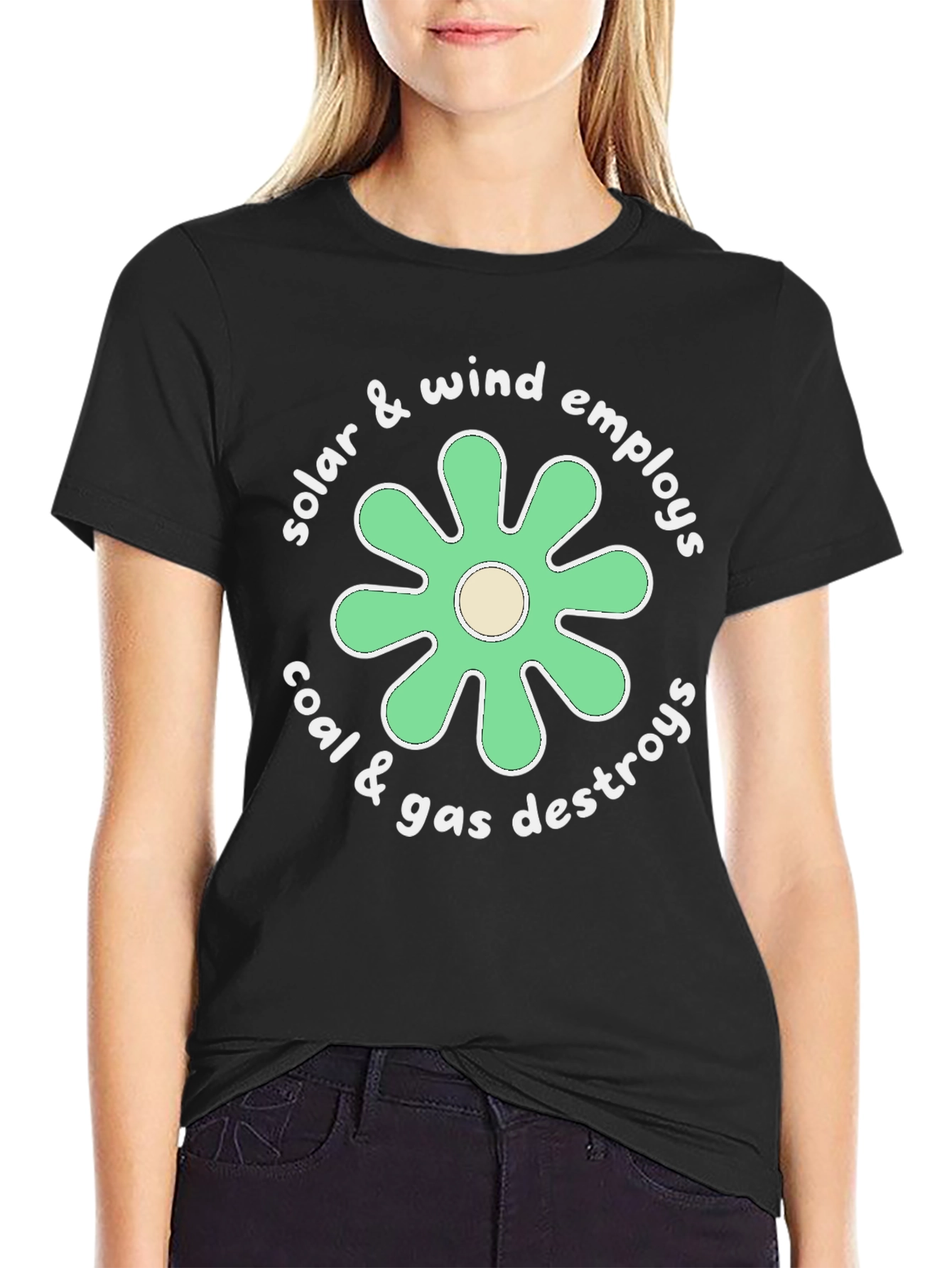 Eco-Friendly Graphic Tee: Solar & Wind Power Advocacy Shirt