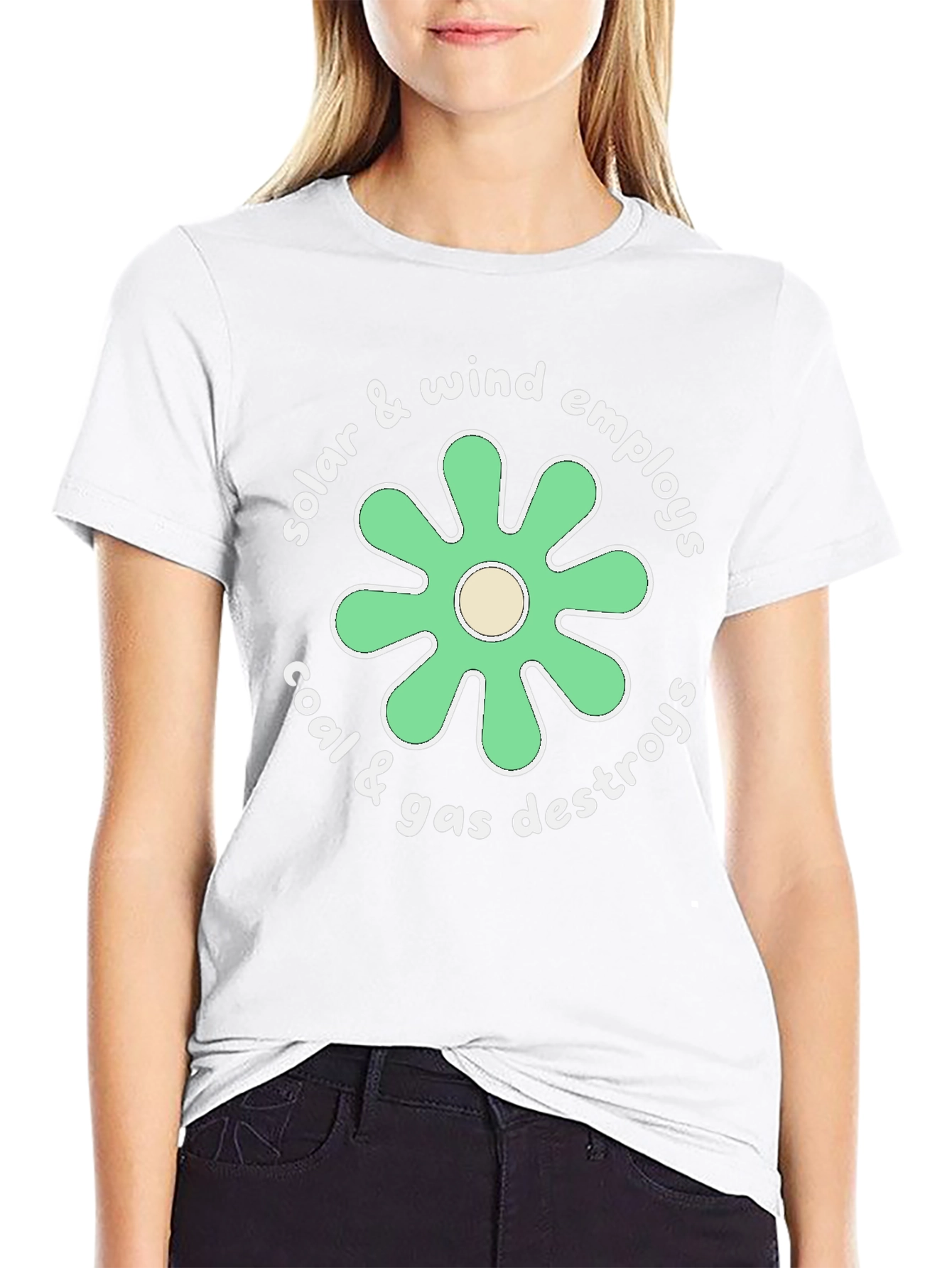 Eco-Friendly Graphic Tee: Solar & Wind Power Advocacy Shirt
