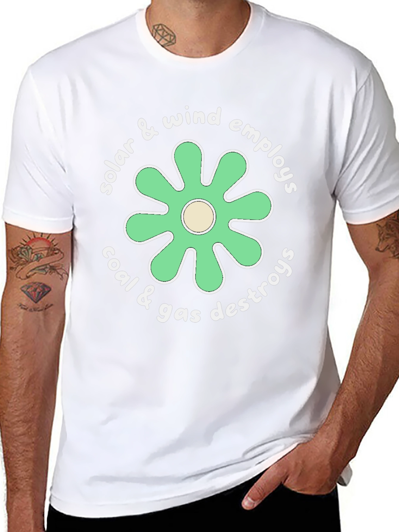Eco-Friendly Graphic Tee: Solar & Wind Power Advocacy Shirt