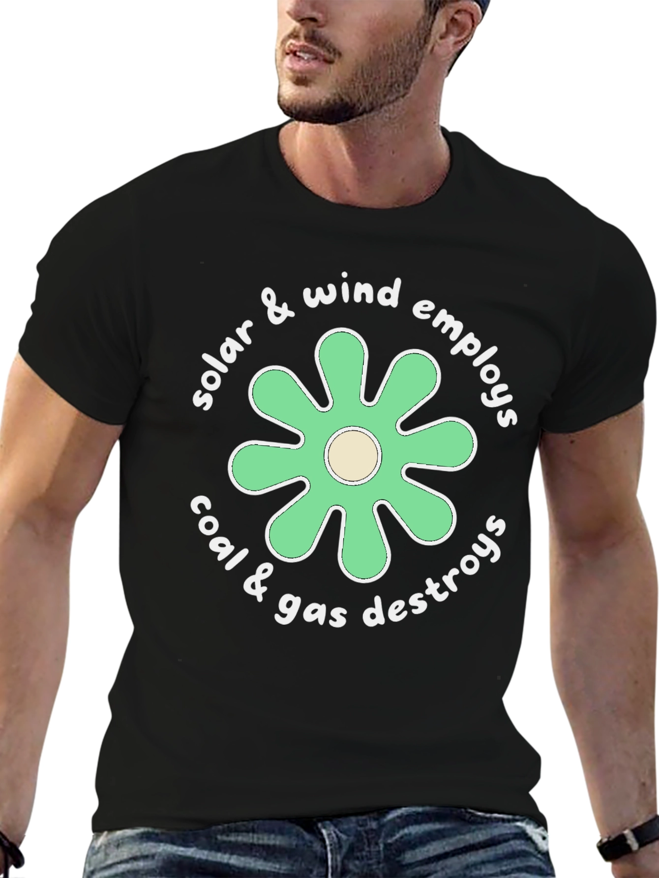 Eco-Friendly Graphic Tee: Solar & Wind Power Advocacy Shirt