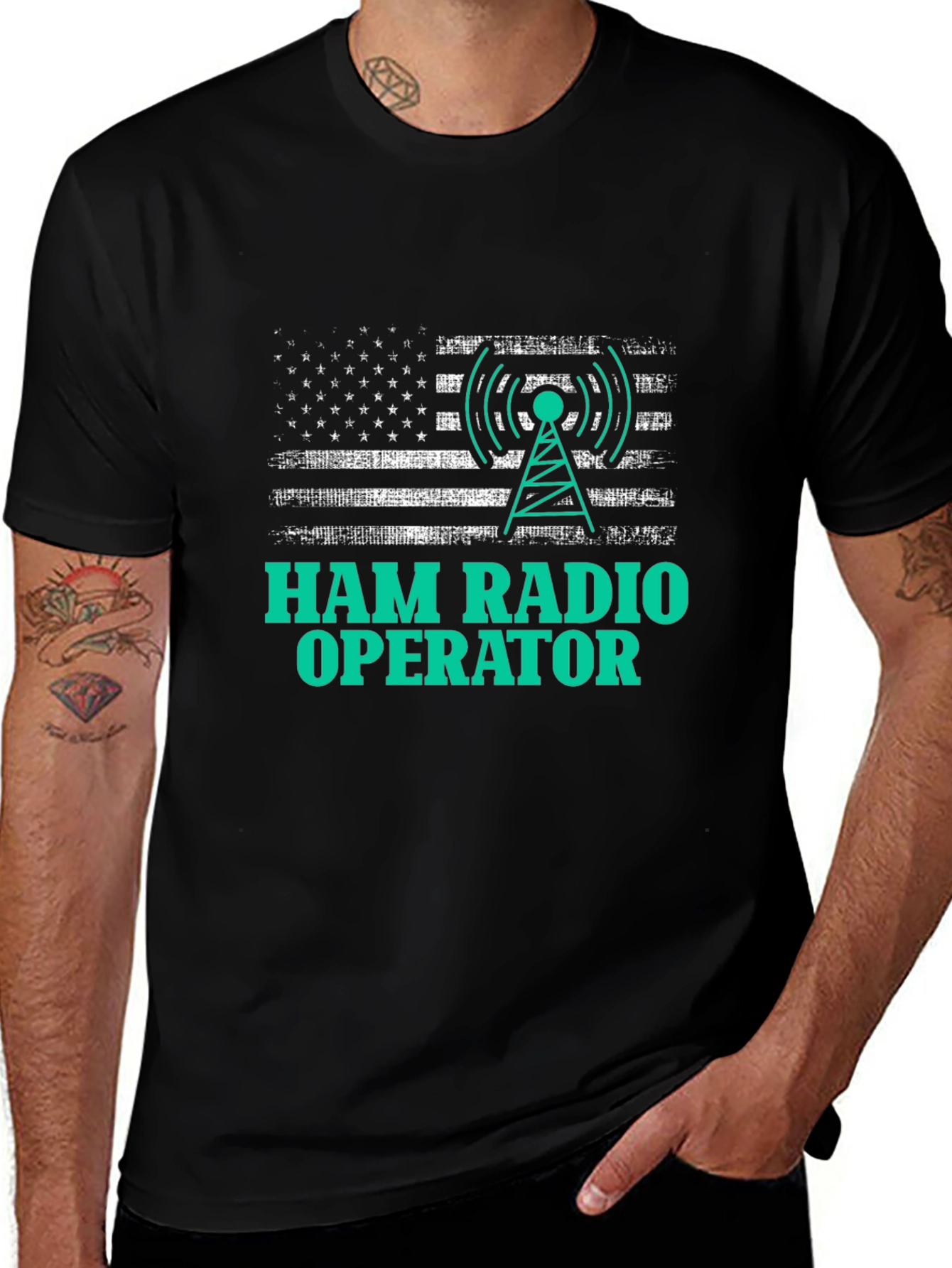 Ham Radio Operator American Flag T-Shirt