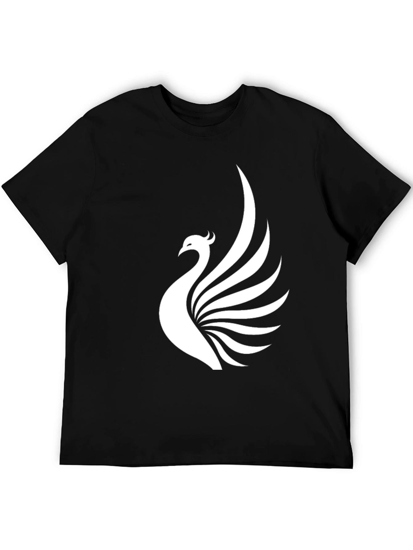 Black T-Shirt with White Phoenix Print
