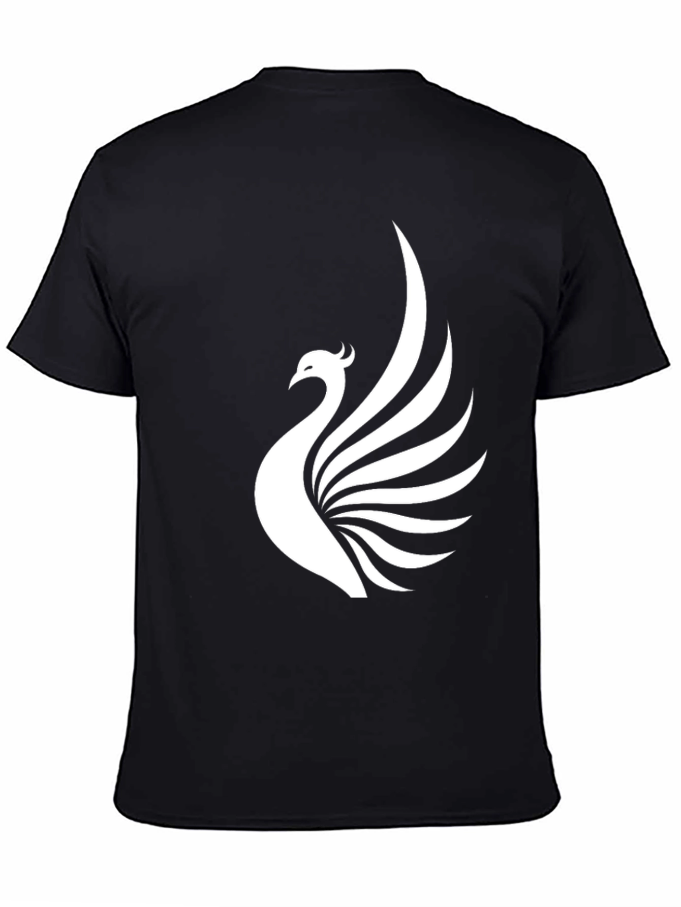 Black T-Shirt with White Phoenix Print