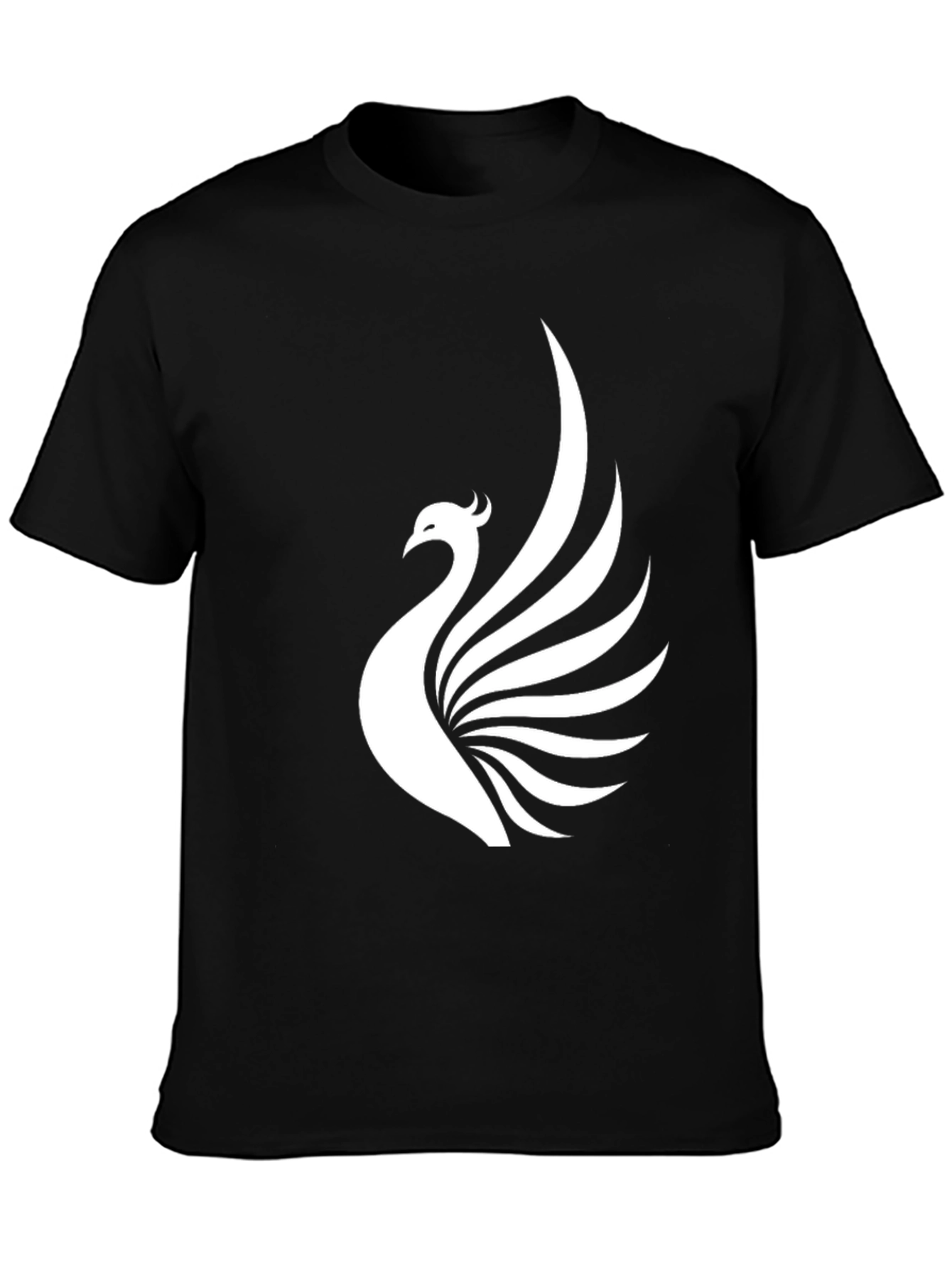 Black T-Shirt with White Phoenix Print