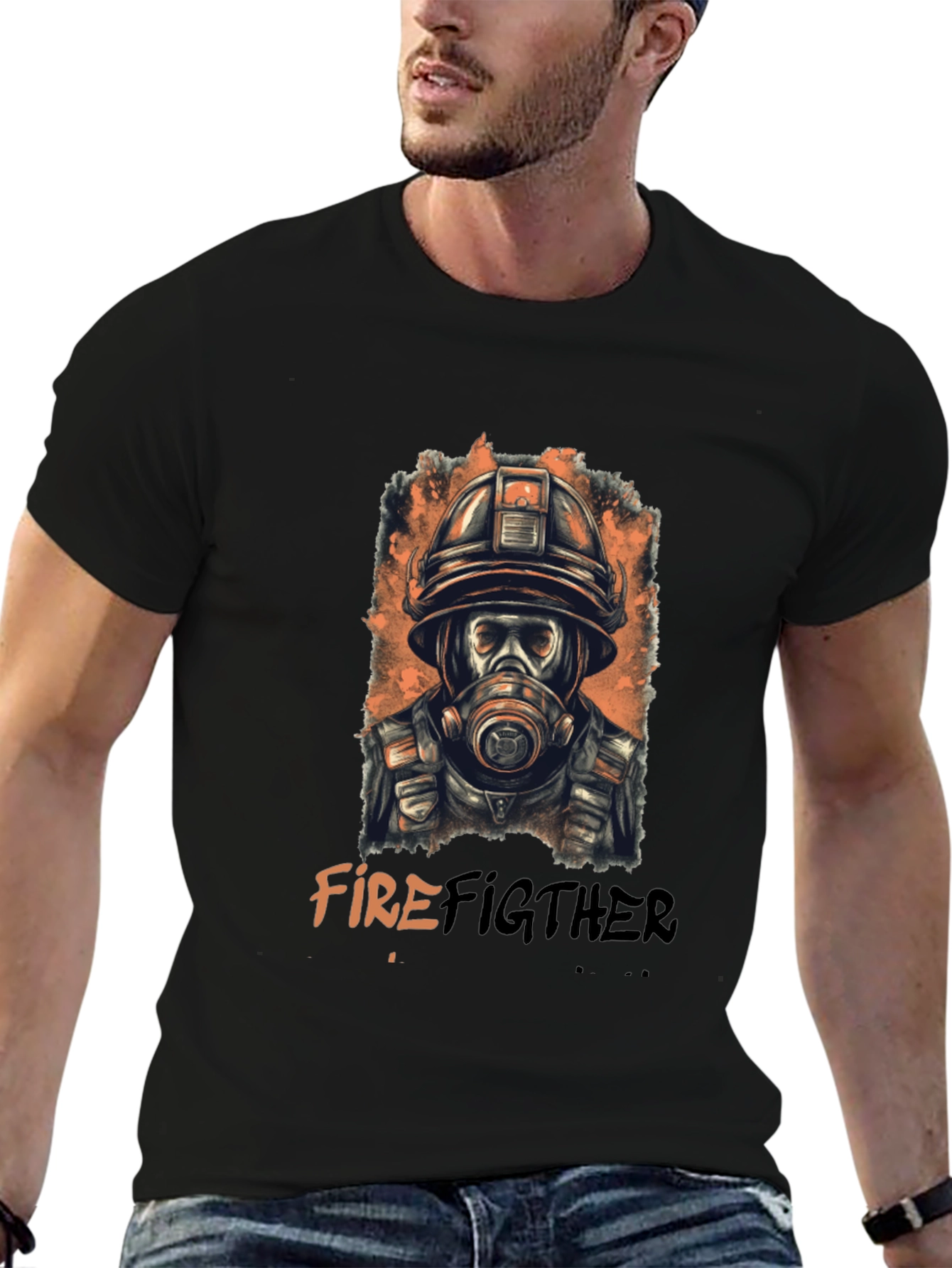 Firefighter Graphic Tee - Cool Black T-Shirt