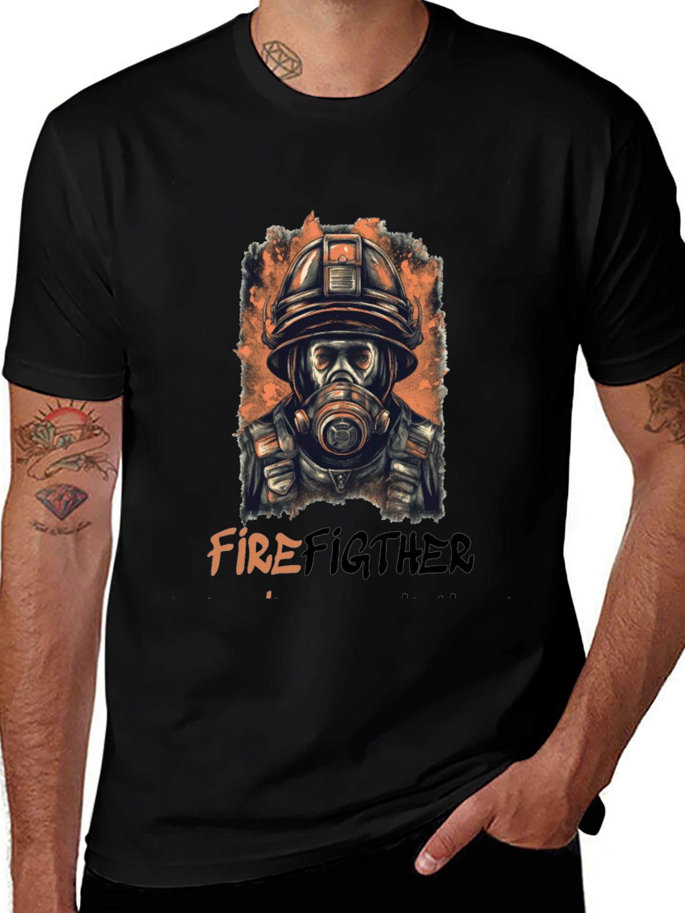 Firefighter Graphic Tee - Cool Black T-Shirt