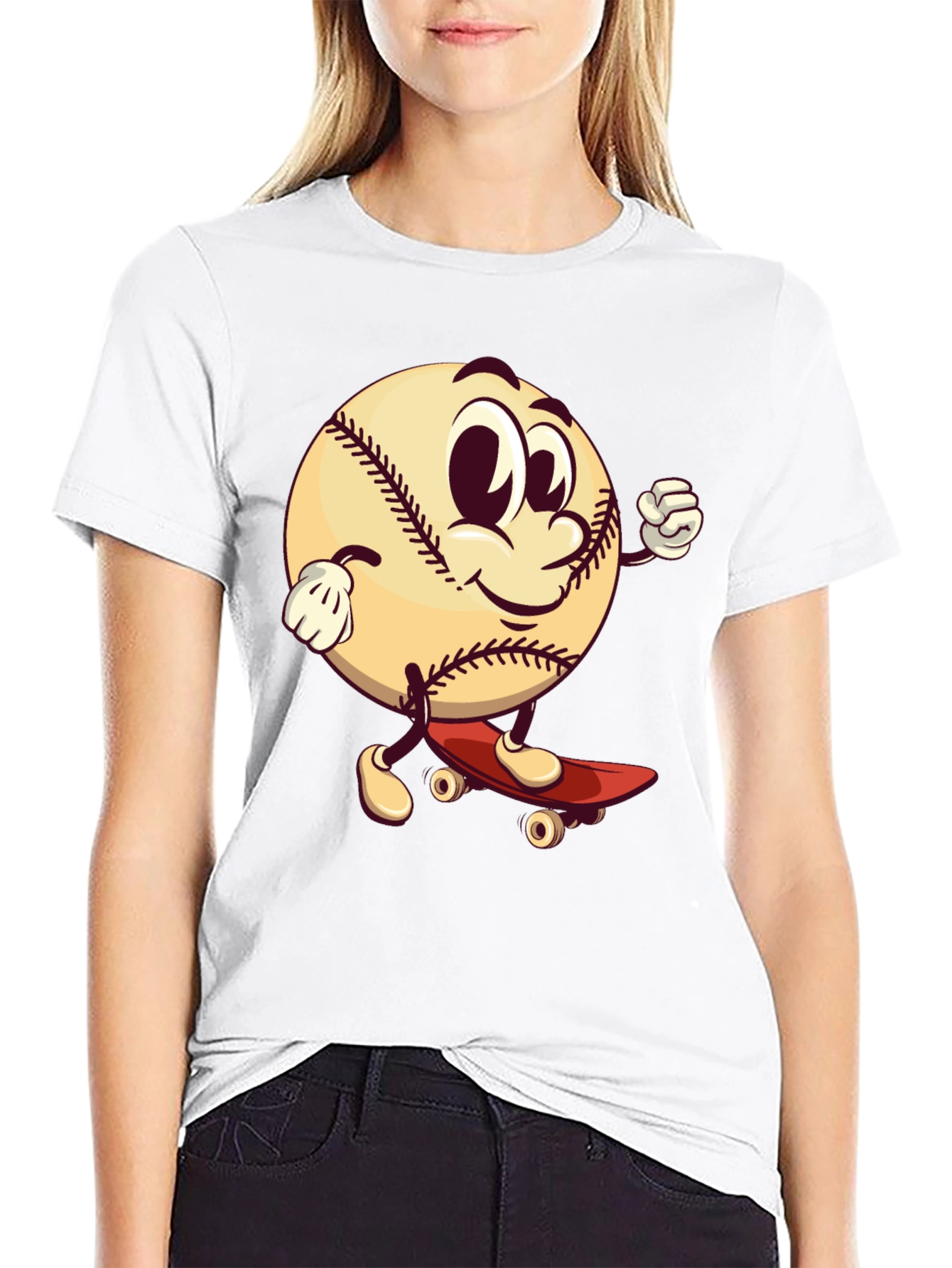 Cartoon Baseball Skateboard T-Shirt