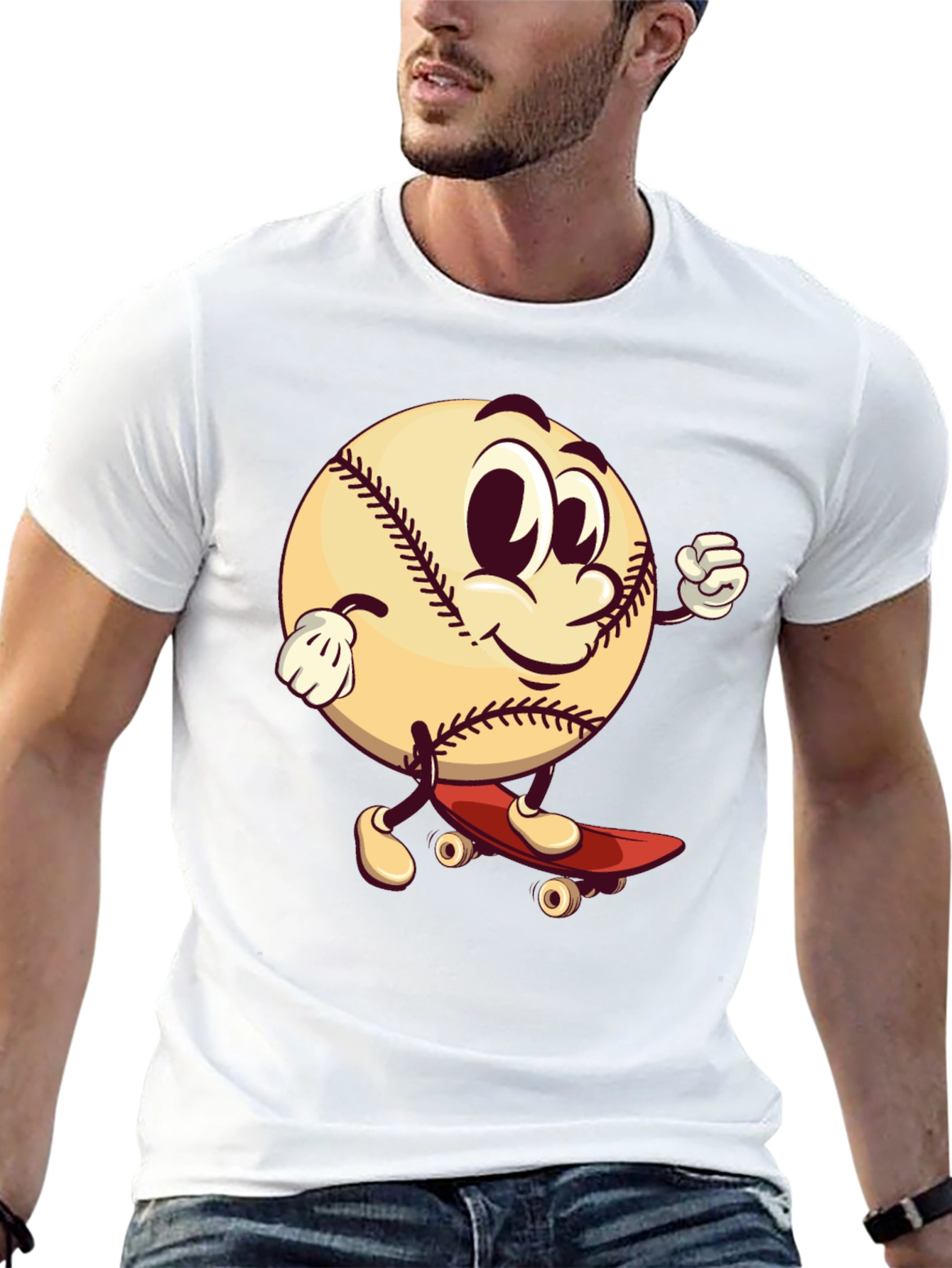 Cartoon Baseball Skateboard T-Shirt