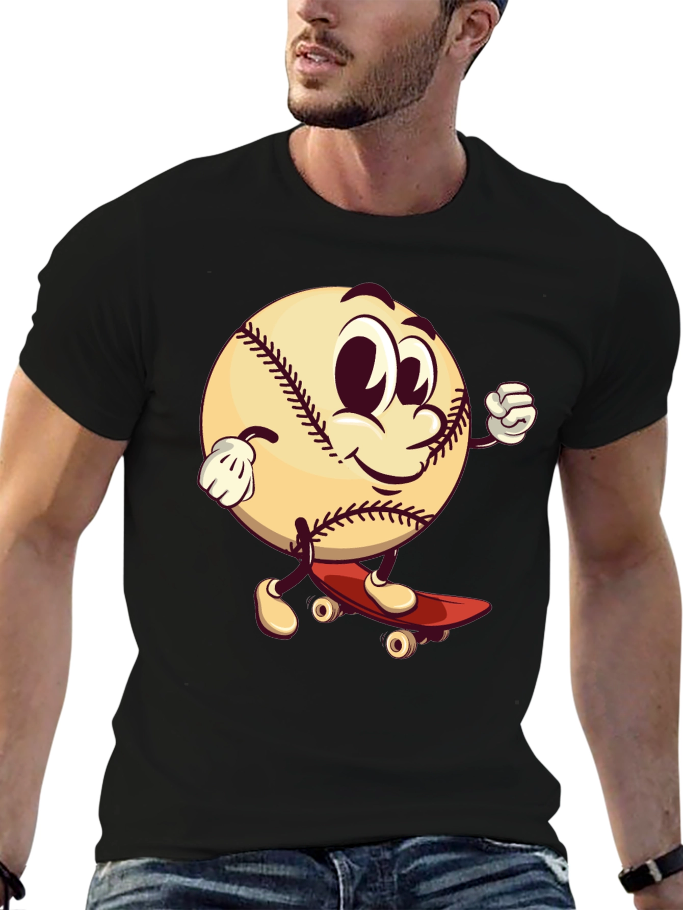 Cartoon Baseball Skateboard T-Shirt