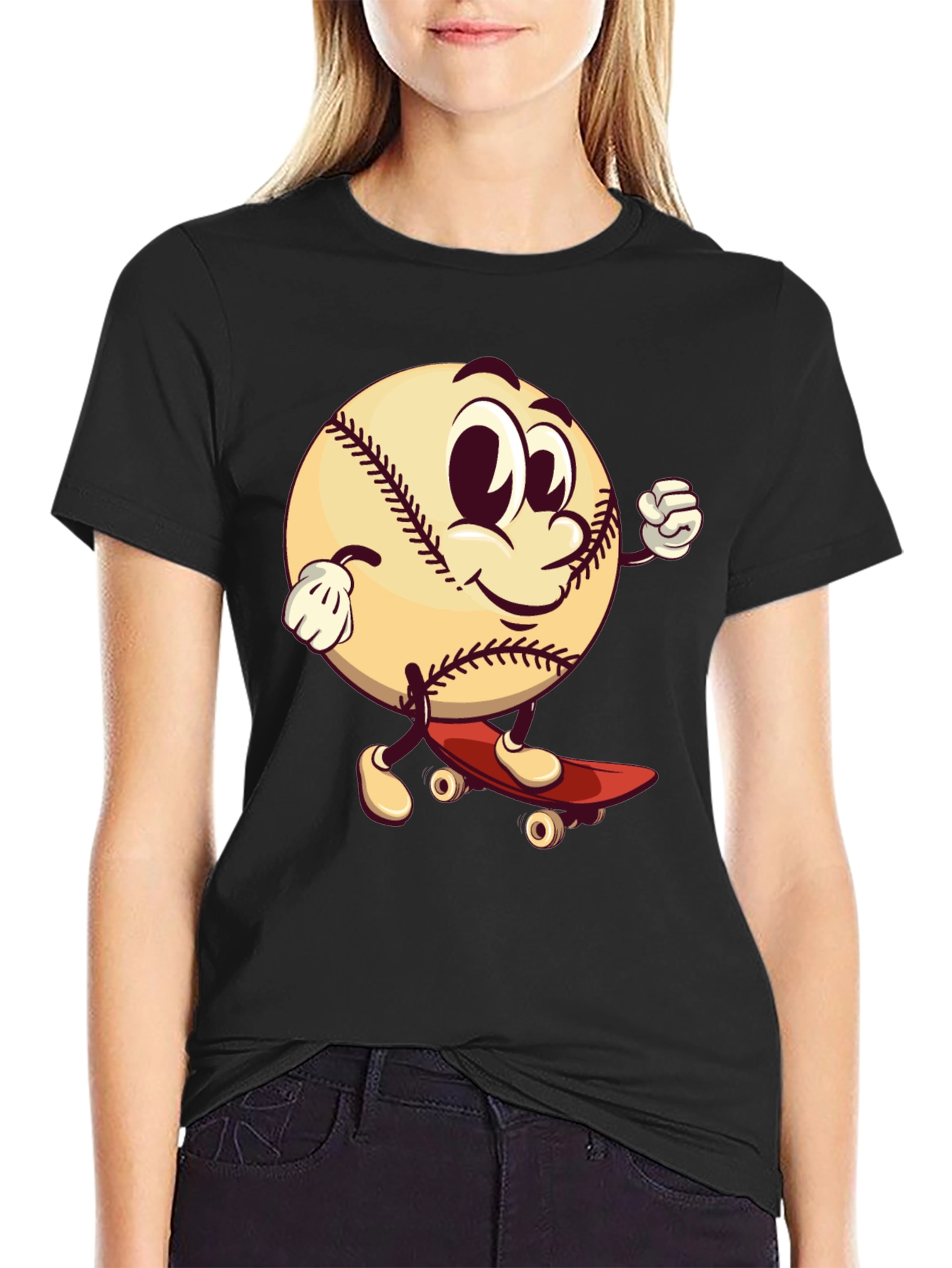 Cartoon Baseball Skateboard T-Shirt