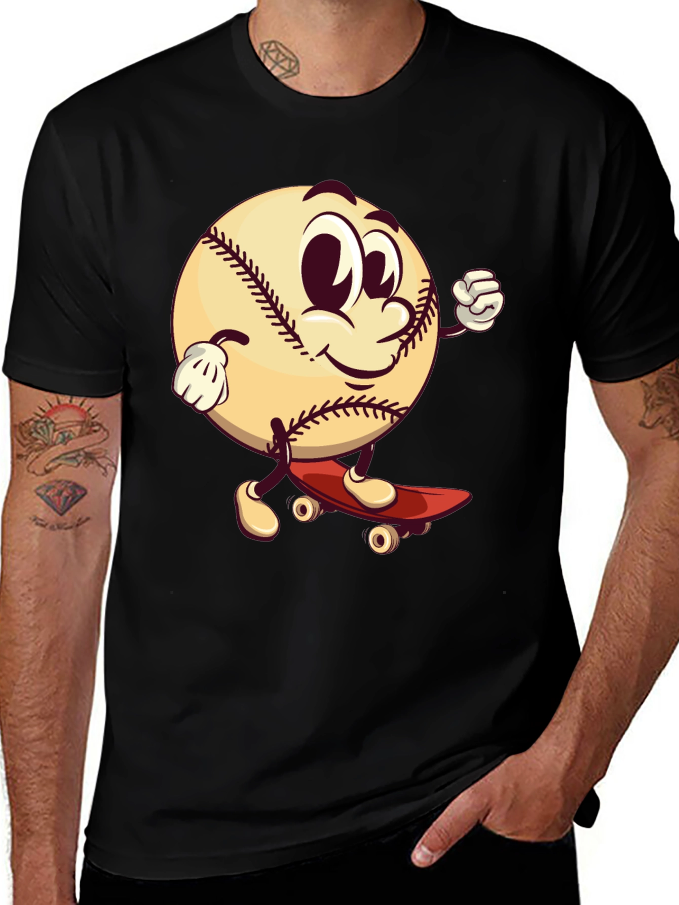 Cartoon Baseball Skateboard T-Shirt