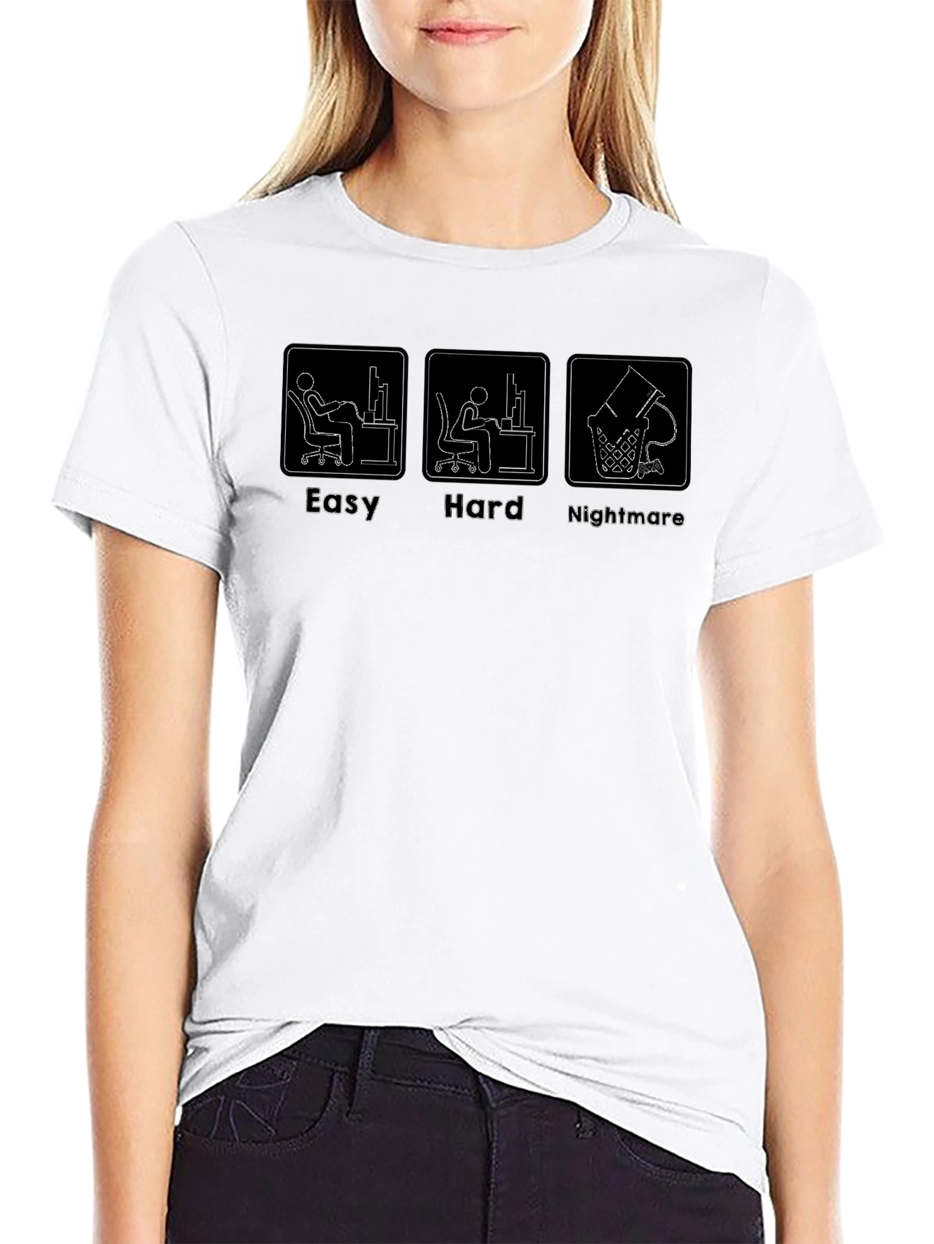Easy Hard Nightmare Programmer Black T-Shirt