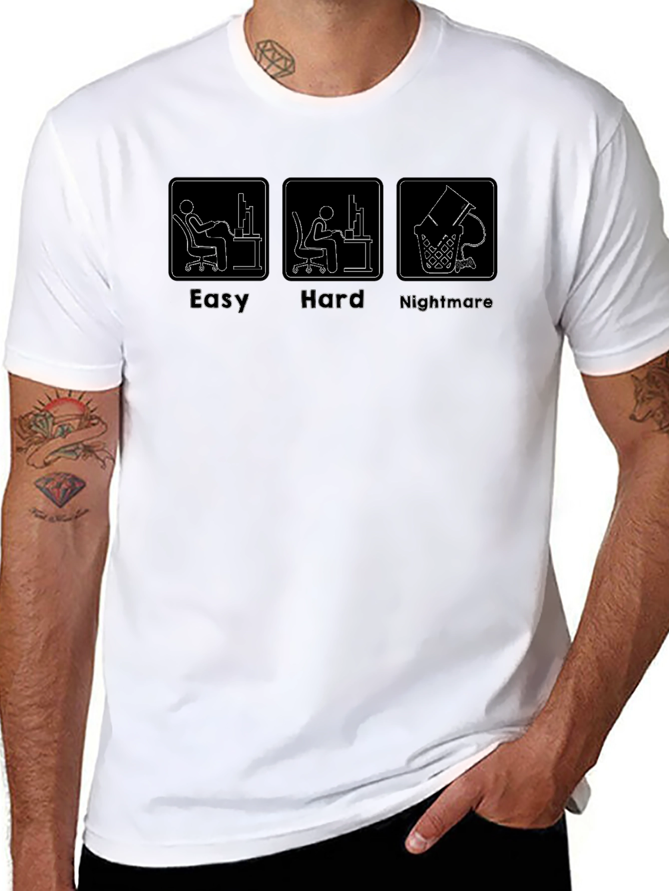 Easy Hard Nightmare Programmer Black T-Shirt