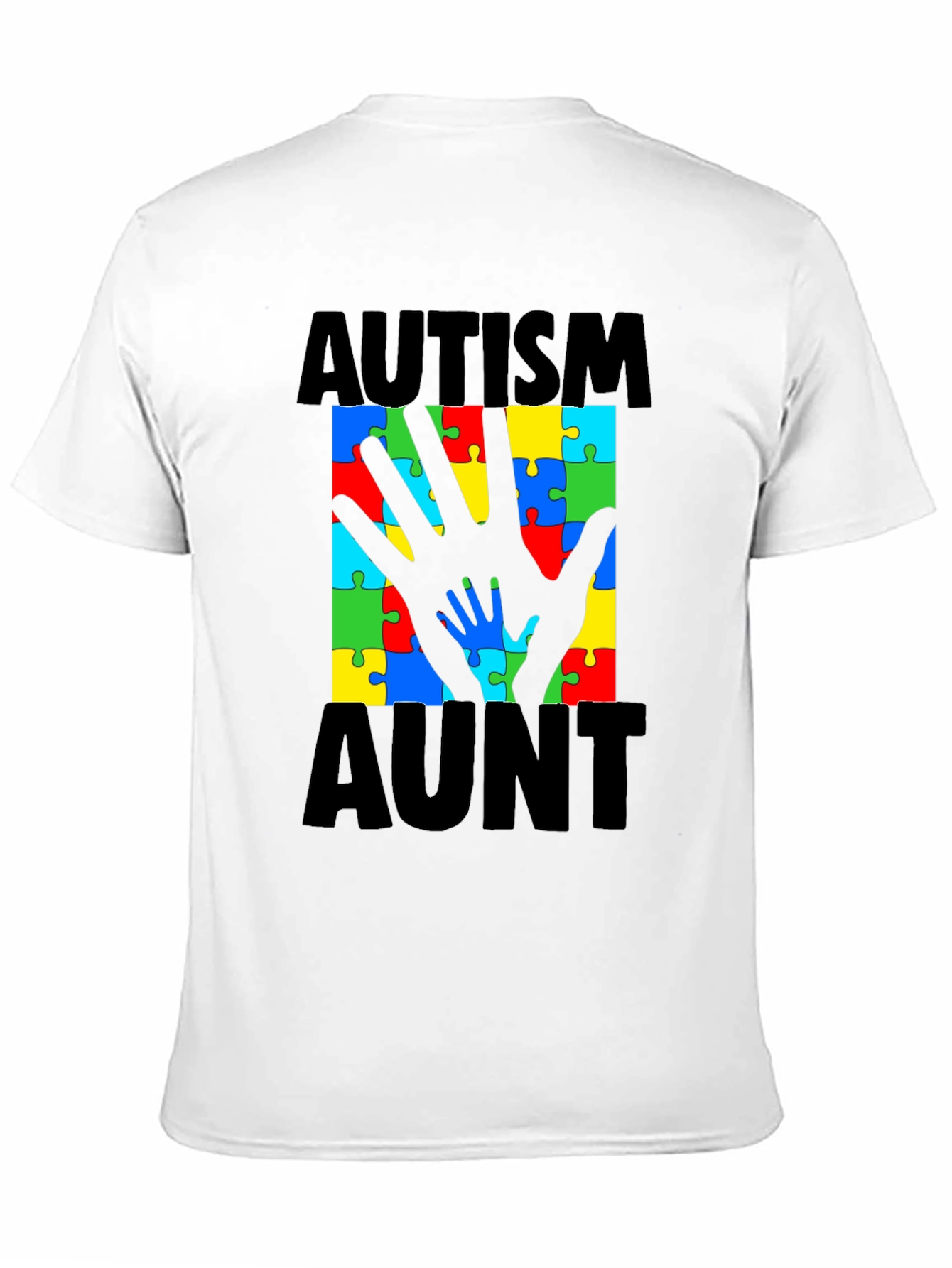 Autism Aunt T-Shirt: Puzzle Piece Hand Design