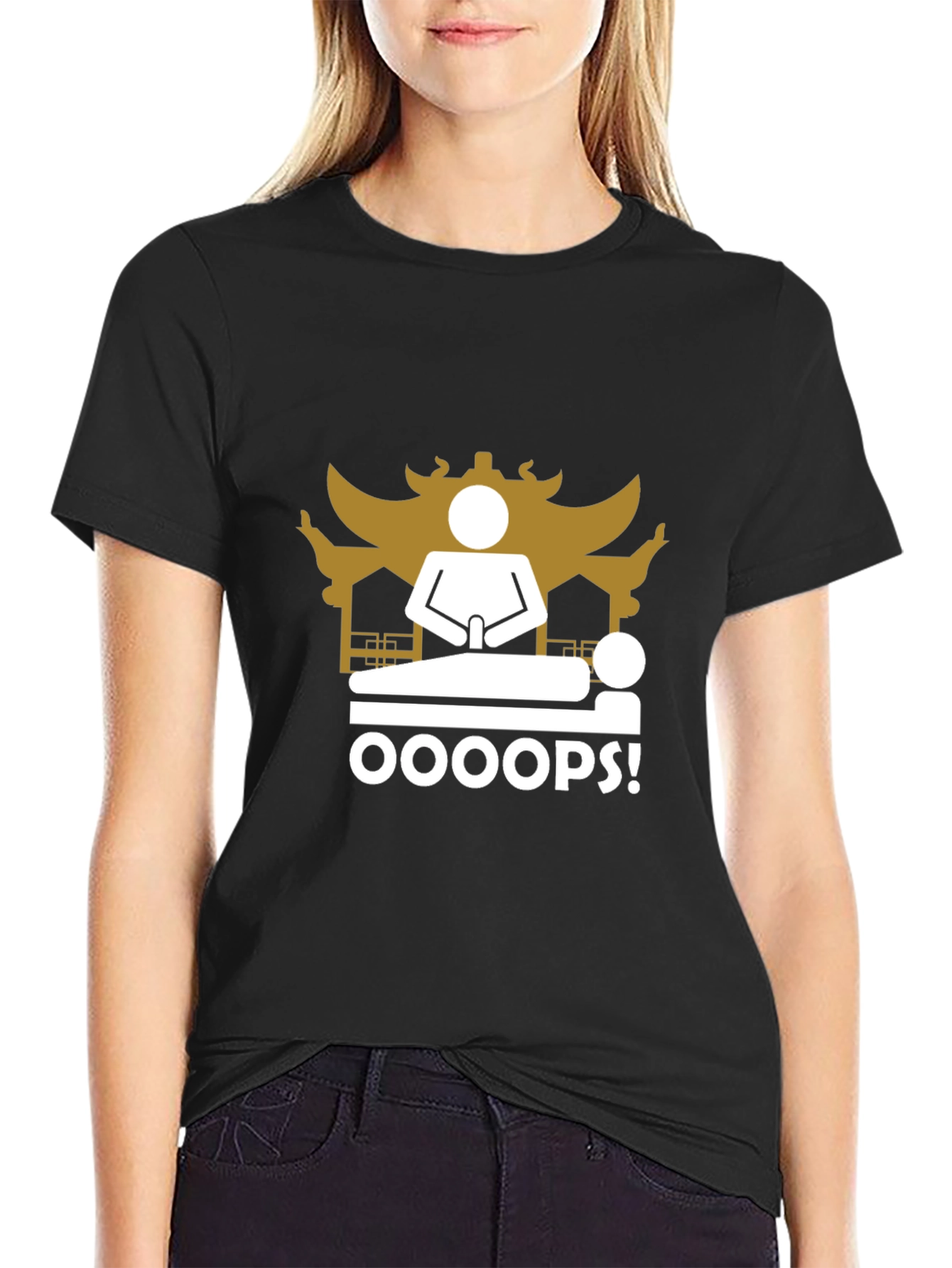 Oops! Funny Black T-Shirt - Unique Graphic Tee