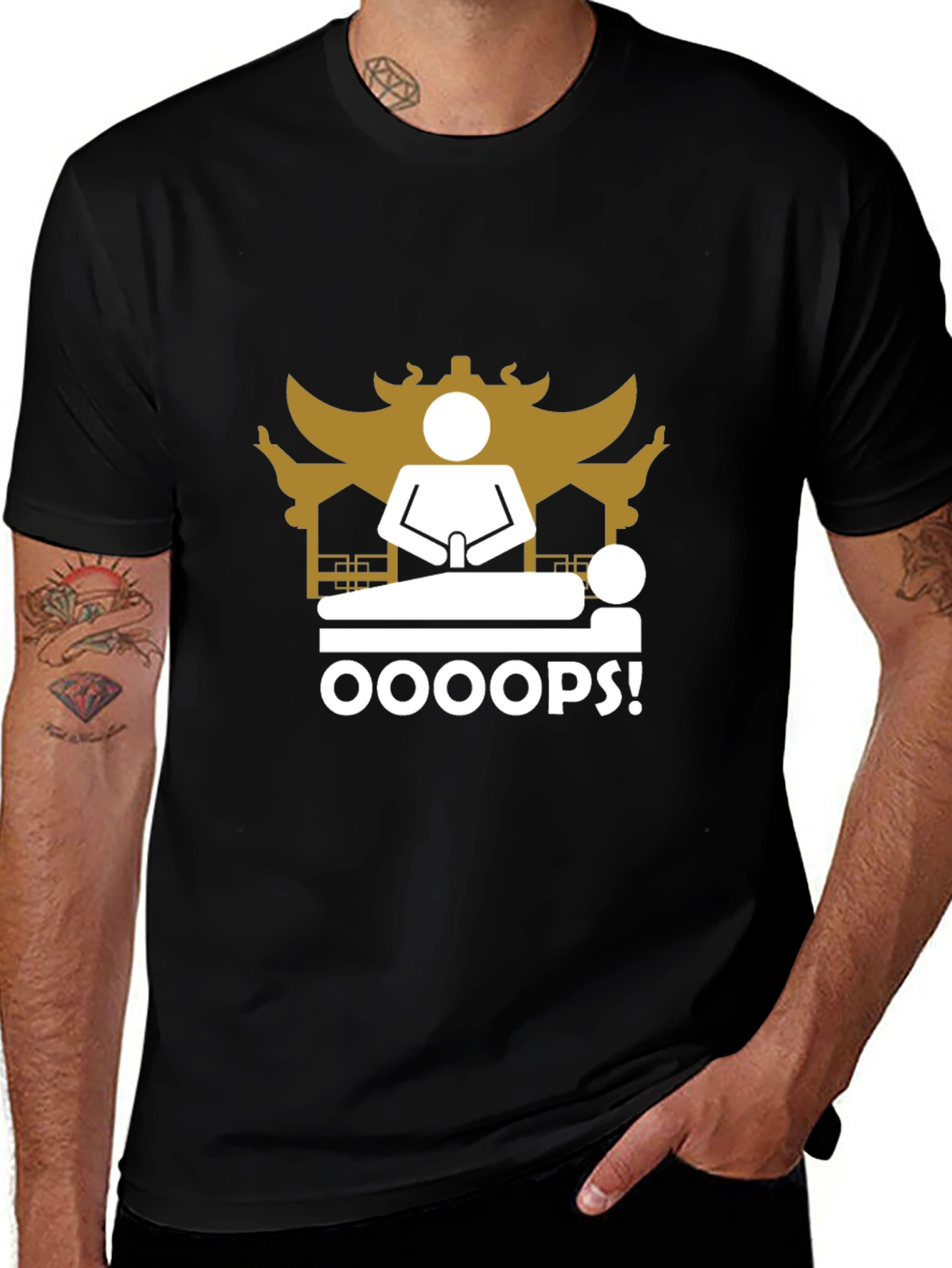 Oops! Funny Black T-Shirt - Unique Graphic Tee