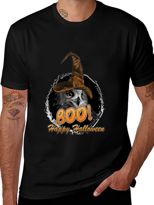 Boo! Owl Halloween T-Shirt - Witch Hat