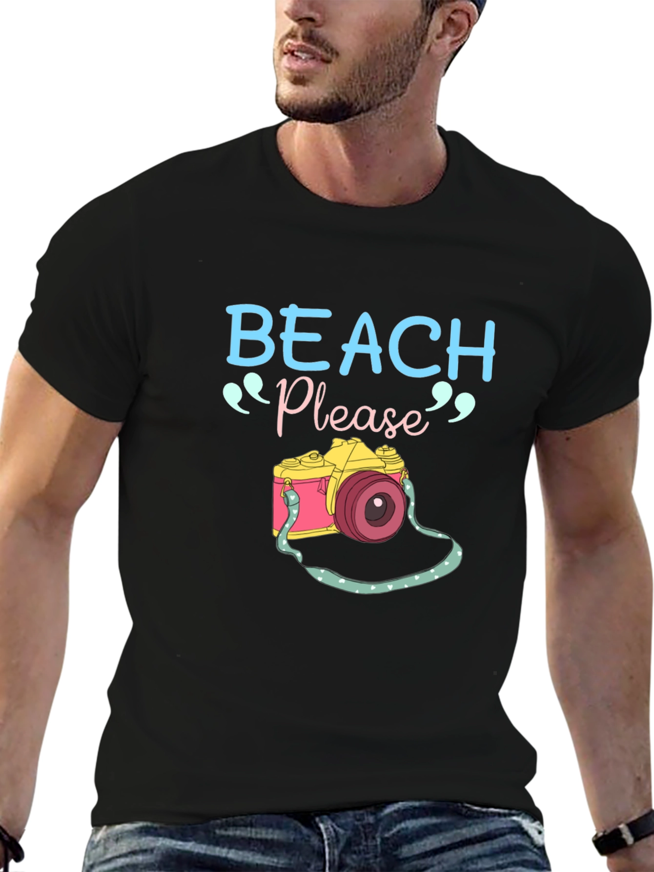 Beach Please Camera Graphic Tee