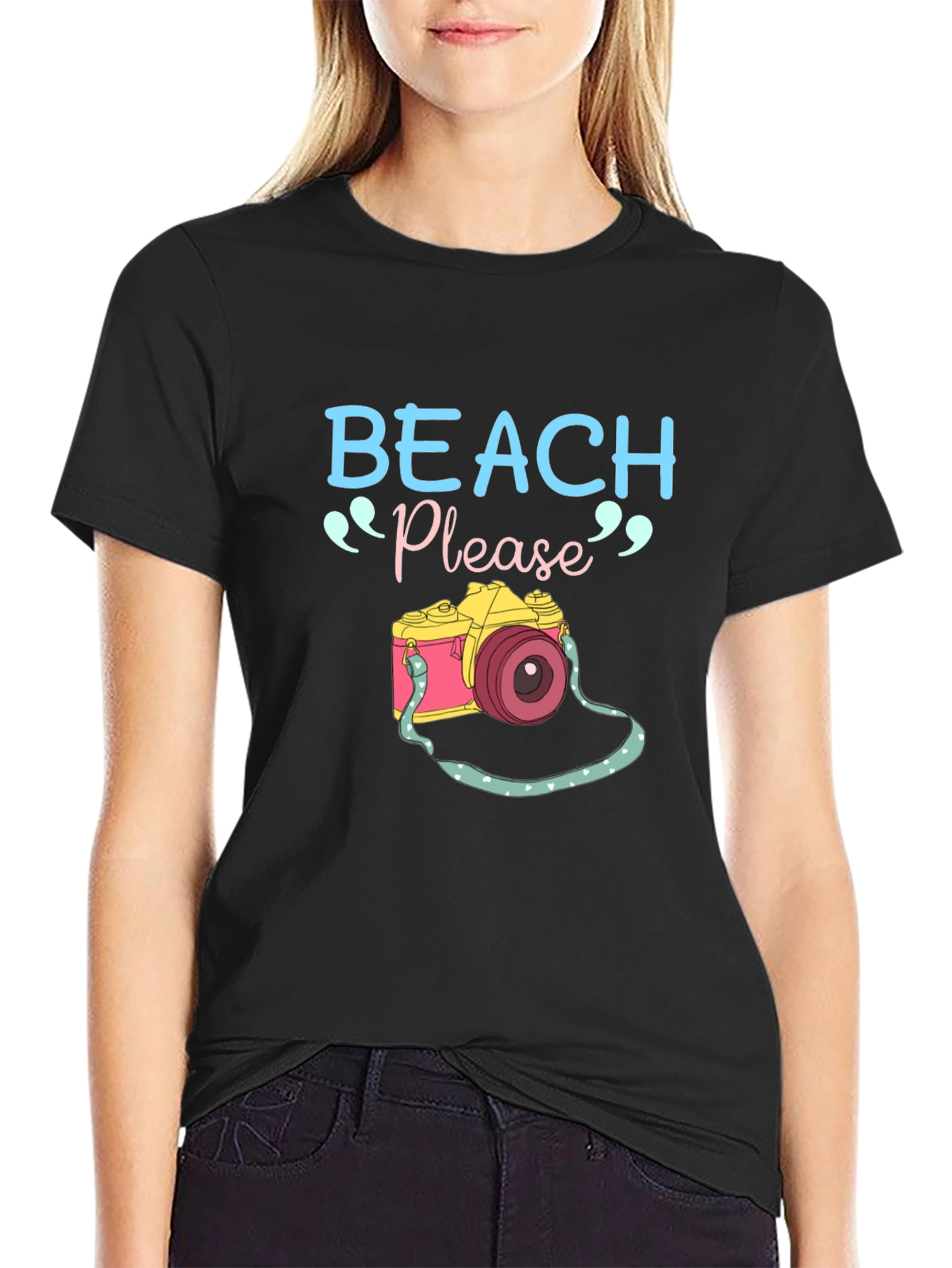 Beach Please Camera Graphic Tee