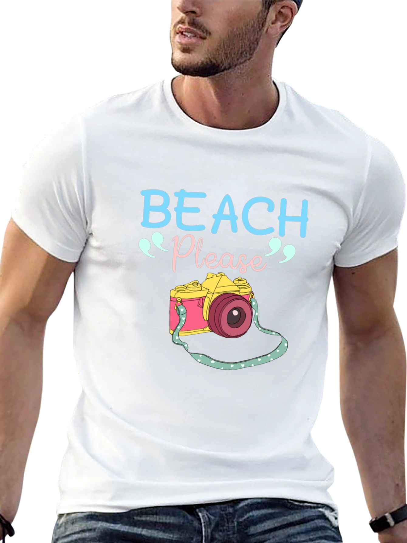 Beach Please Camera Graphic Tee
