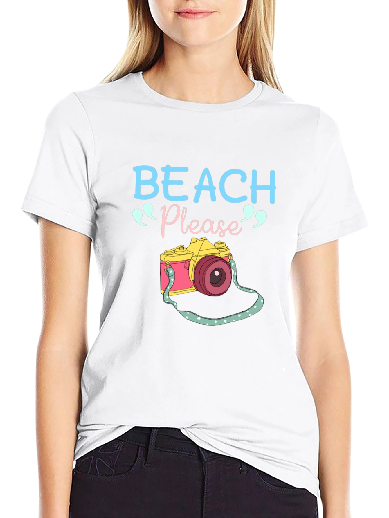 Beach Please Camera Graphic Tee