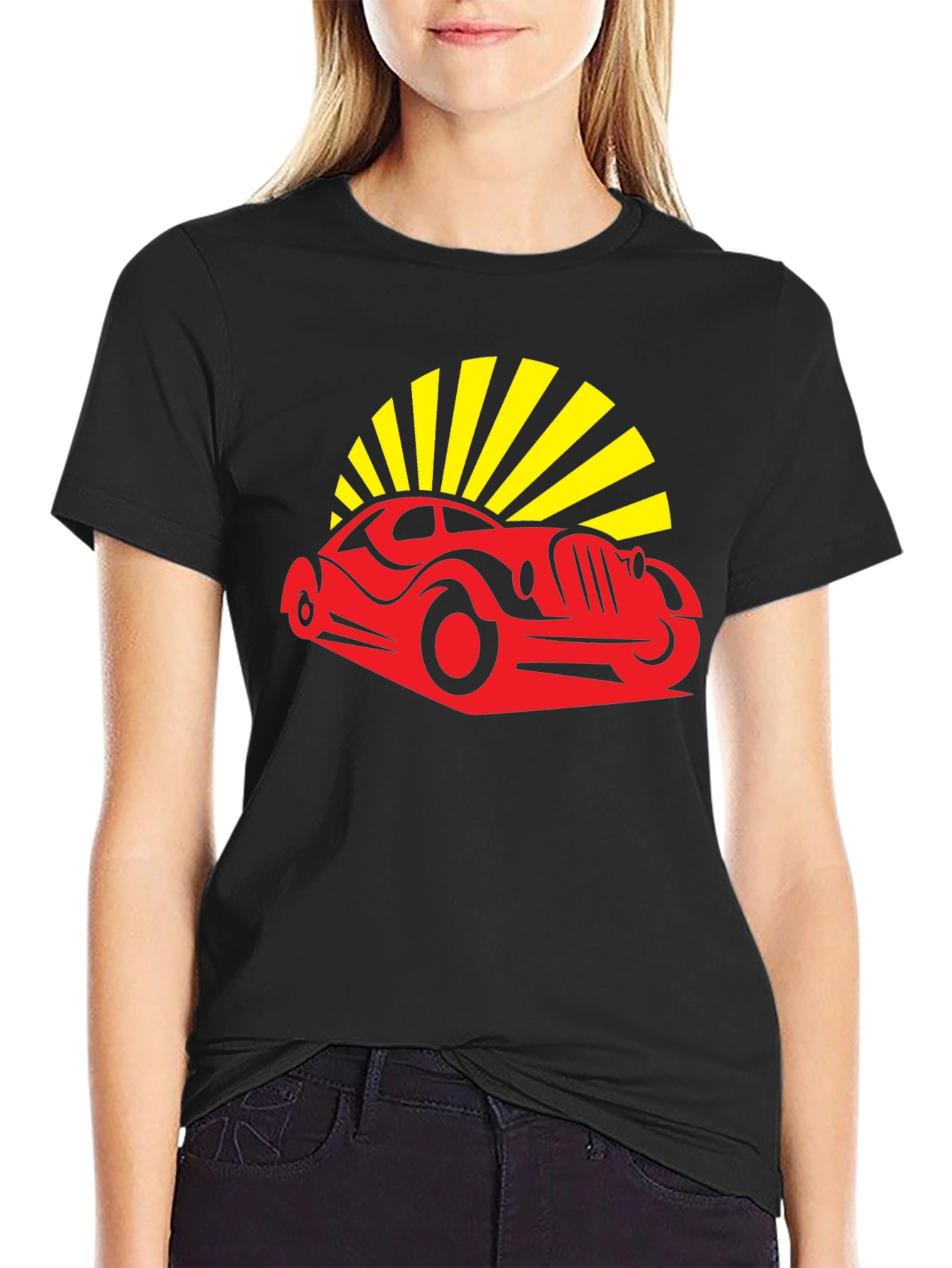 Retro Car Graphic Tee - Black Cotton